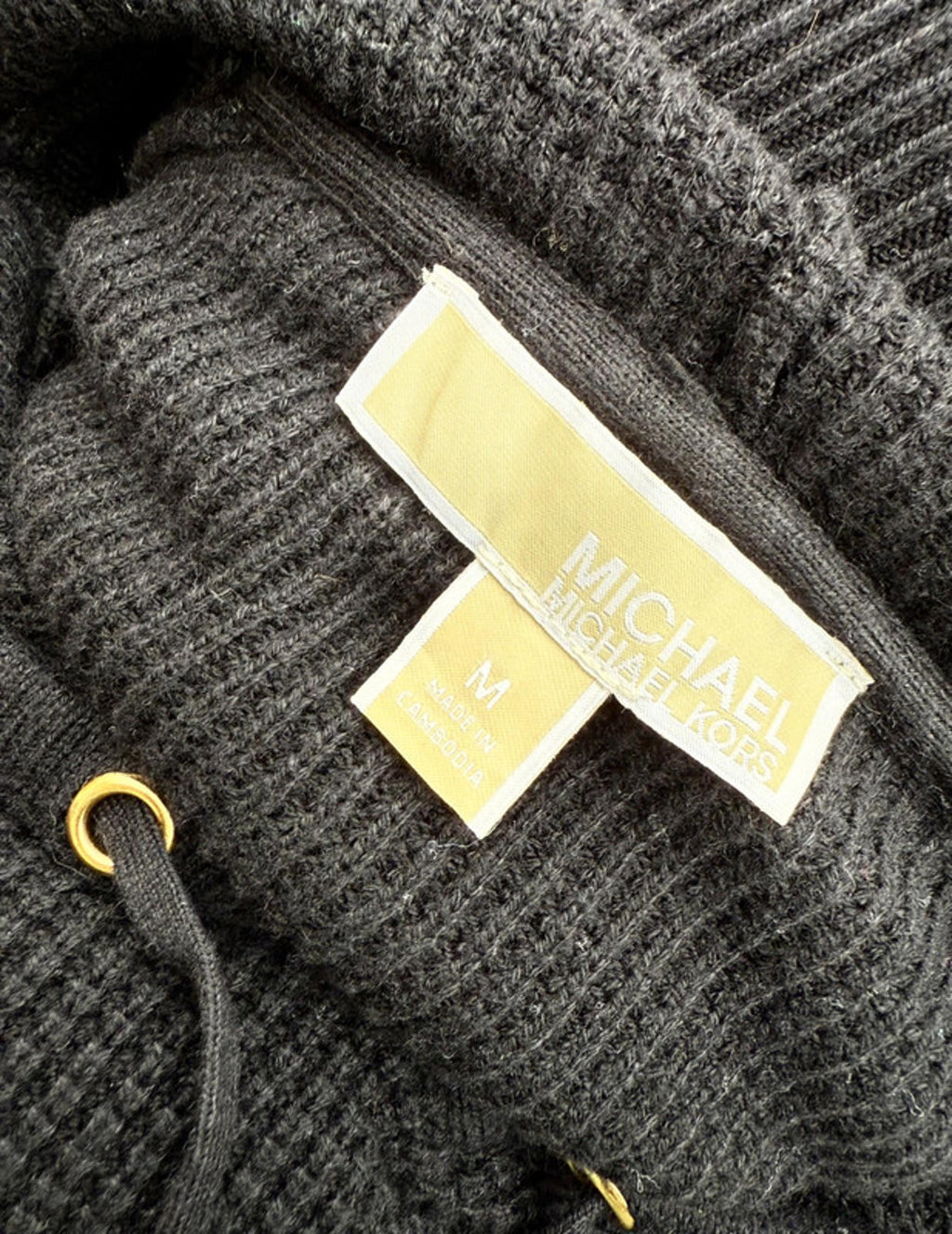 Michael Kors Black Hooded Thick Waffle Knit Sweater Women’s Size M