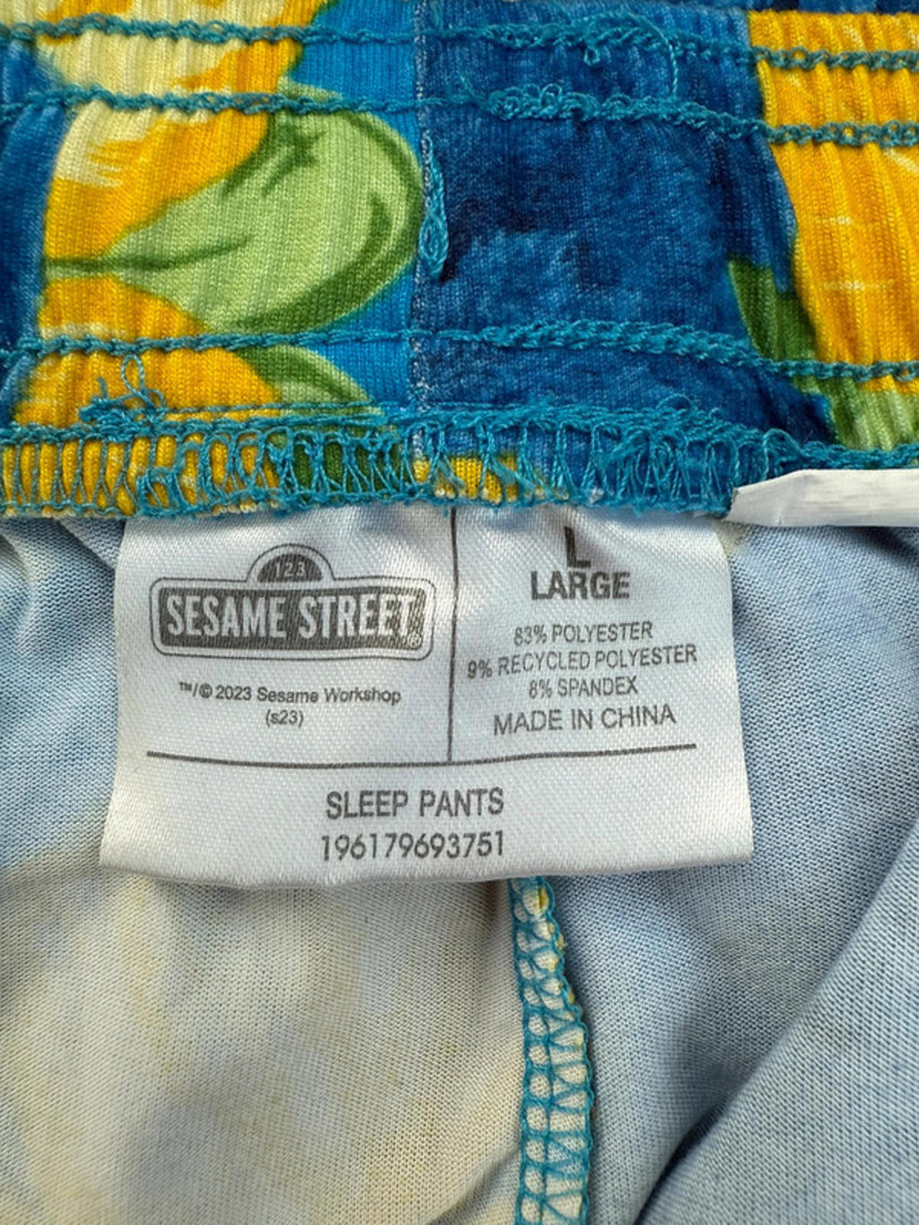 Tropical Cookie Monster Women’s Blue & Yellow Floral Pajama Pants Size L