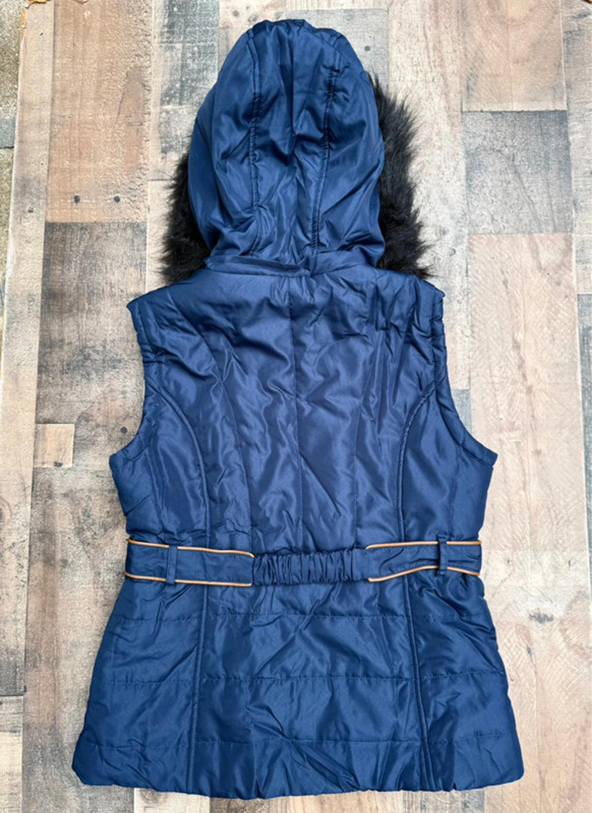 Sporto Royal Blue Hooded Fur Vest Size S