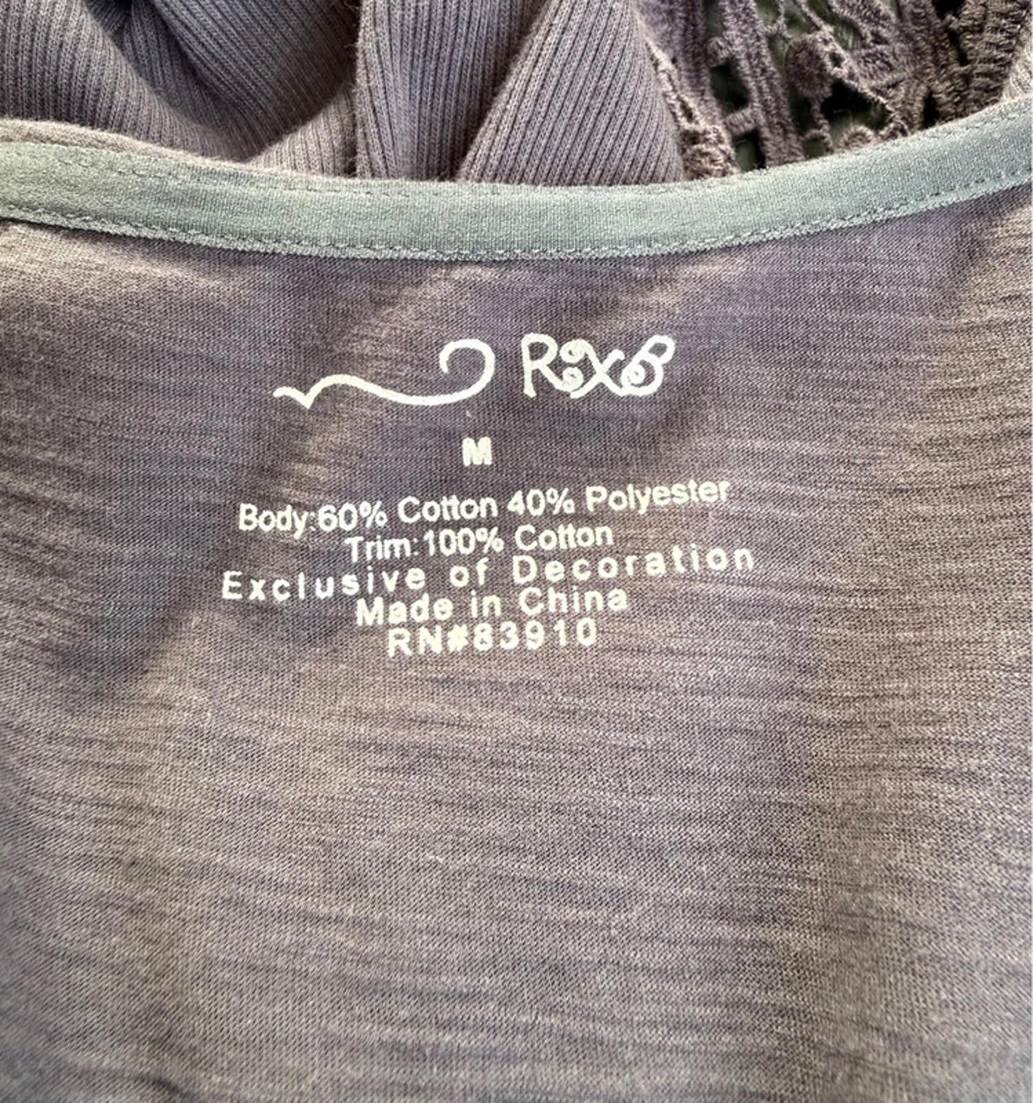 RXB Gray Lace Casual Zip Up Top Women’s Size M