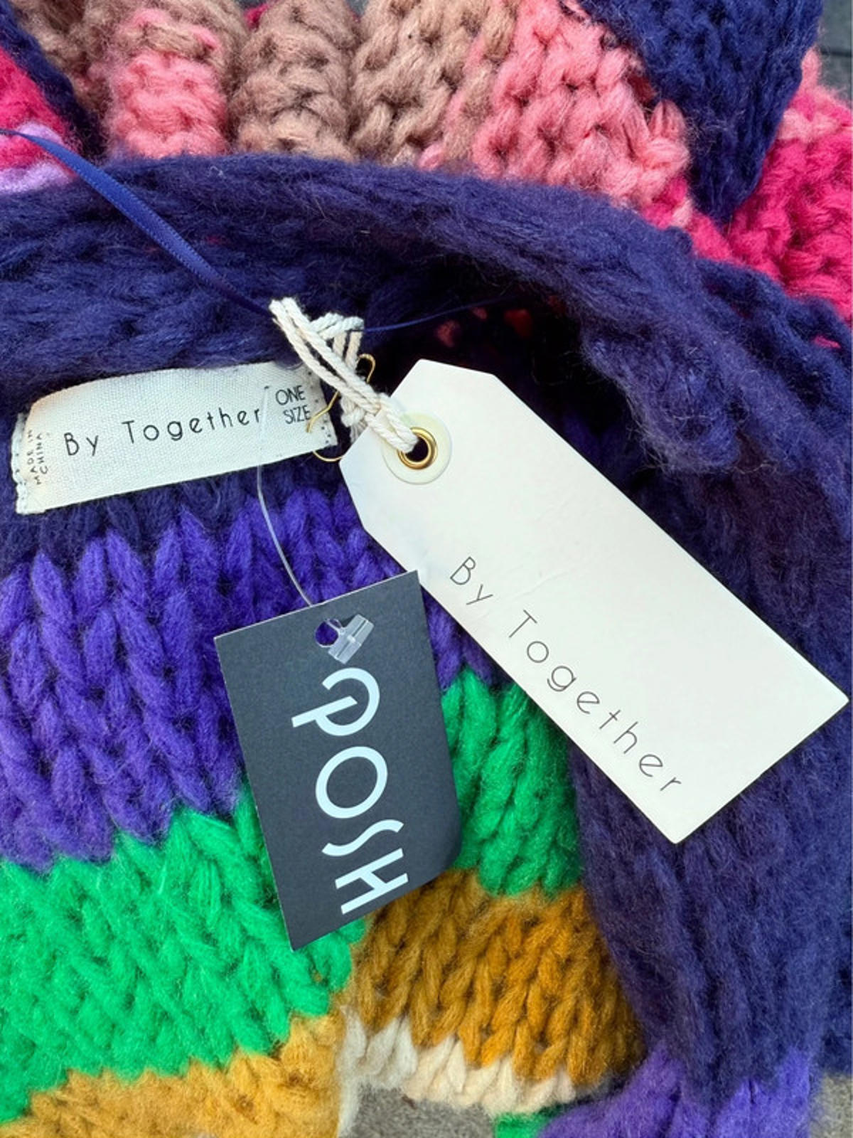 Posh By Together One Size Knit Rainbow Sweater