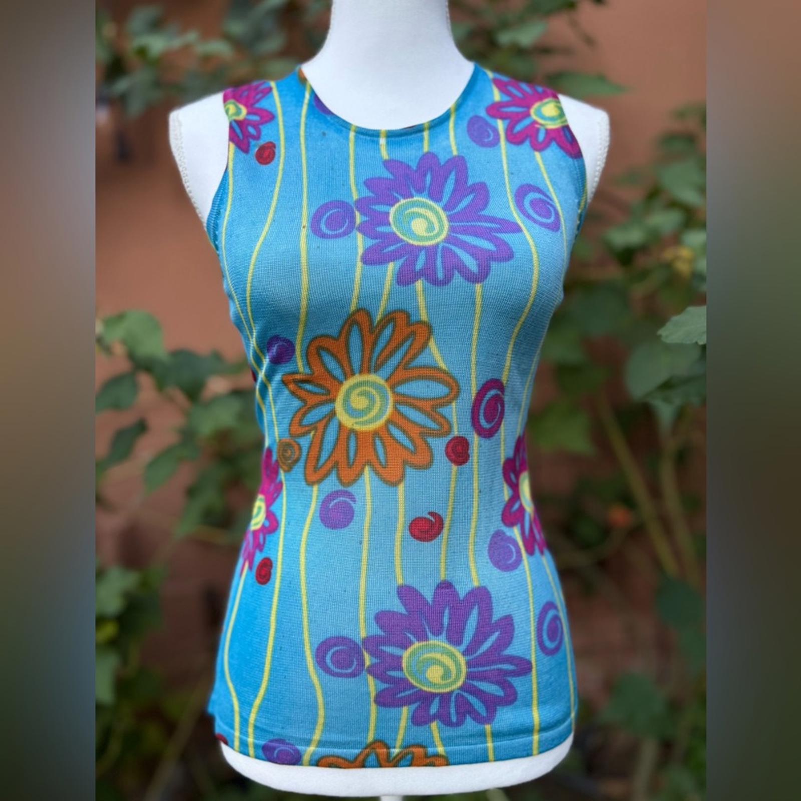 Joseph A Blue and Purple Floral Comfy Knit Tank Top