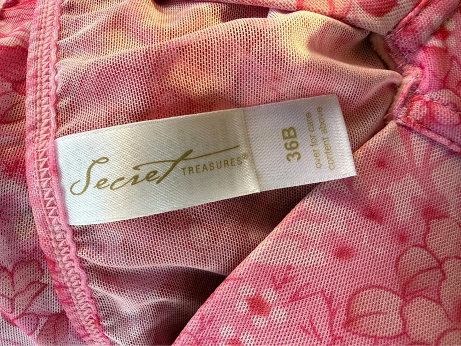 Secret Treasures Rose Pink Lace Sleepwear Camisol With Built In Bra Size 34B