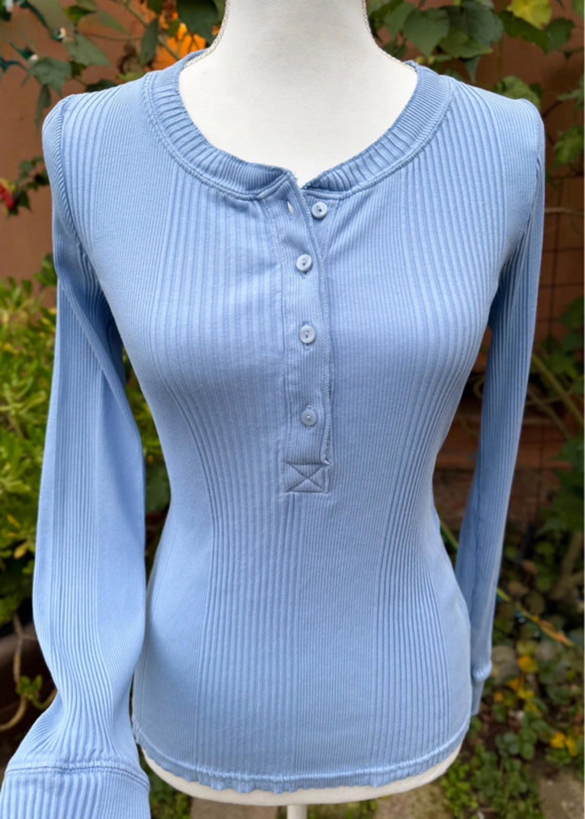 Aerie Light Blue Ribbed Women’s Casual Top Size XL