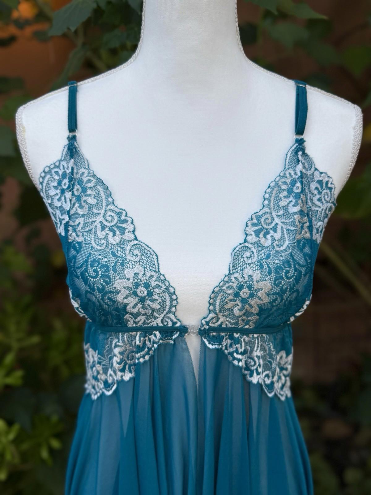 Aqua lace Baby doll Lingerie Pajamas Womens Size XL