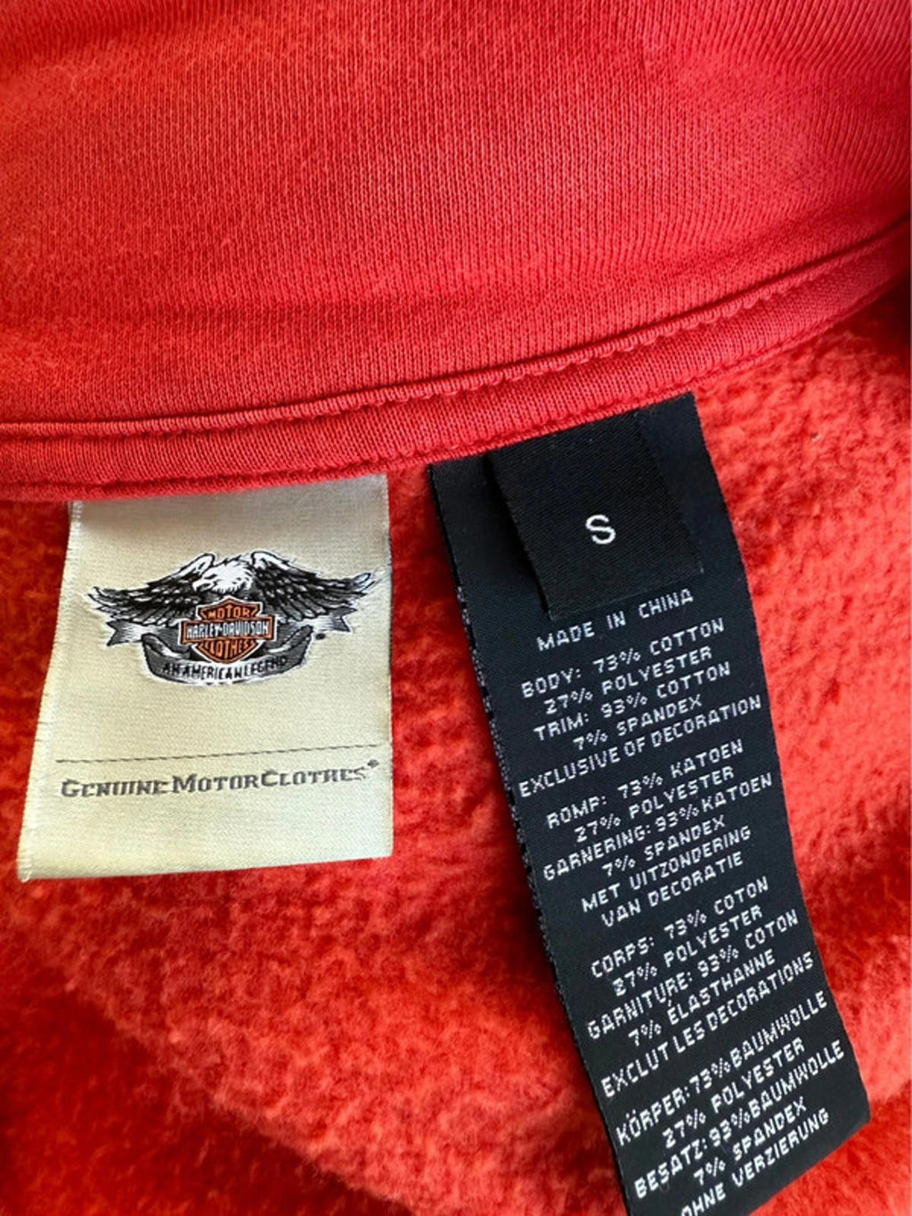 Harley Davidson Red Zip Up Sweater Women’s Size S