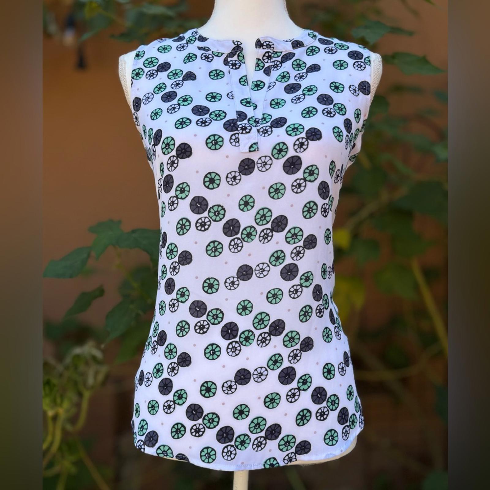 Size SP LOFT White Tank Top with Green Black Floral Patter Size S