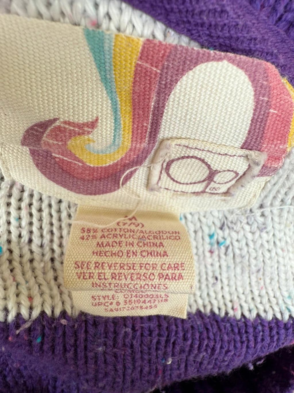 OP Purple White Stripe Hooded Confetti Print Juniors Sweater Size M Medium