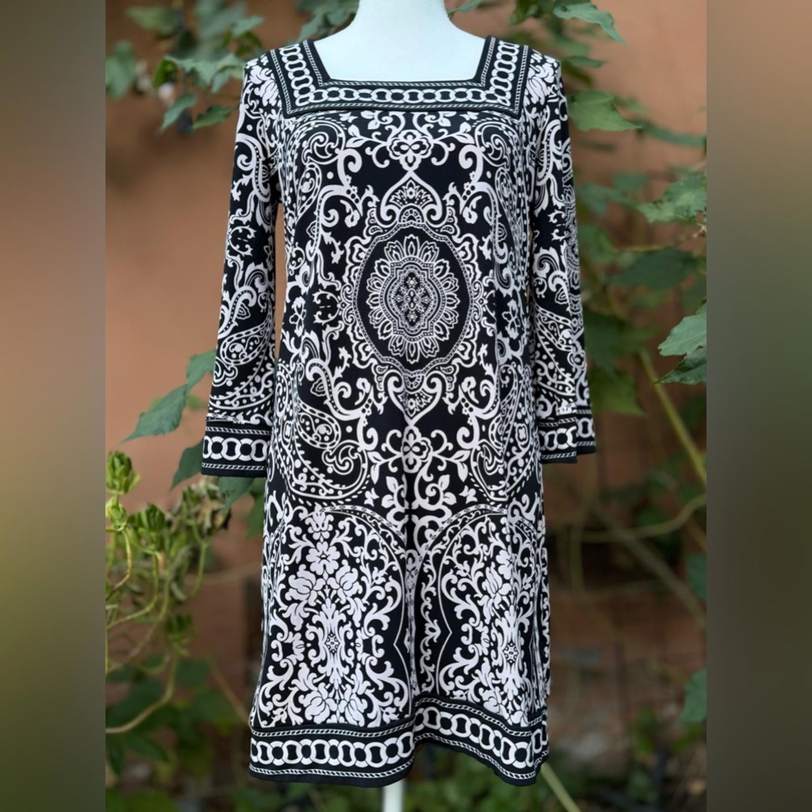 LOFT Black and White Patterned Dress Size S