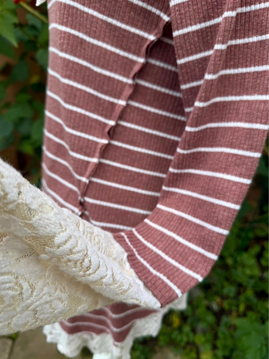 Kori America Casual Stripe Lace Hoodie Women’s Size M