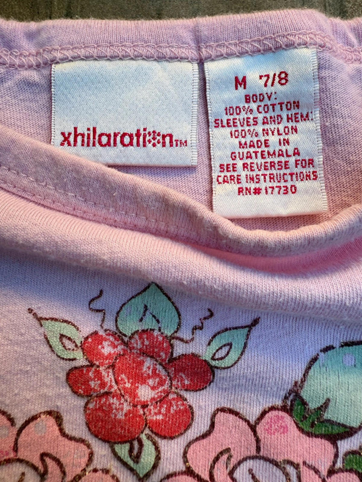 Xhilleration Girls Pink Amor Love Mesh Sleeved Vontage Tee Size 7/8