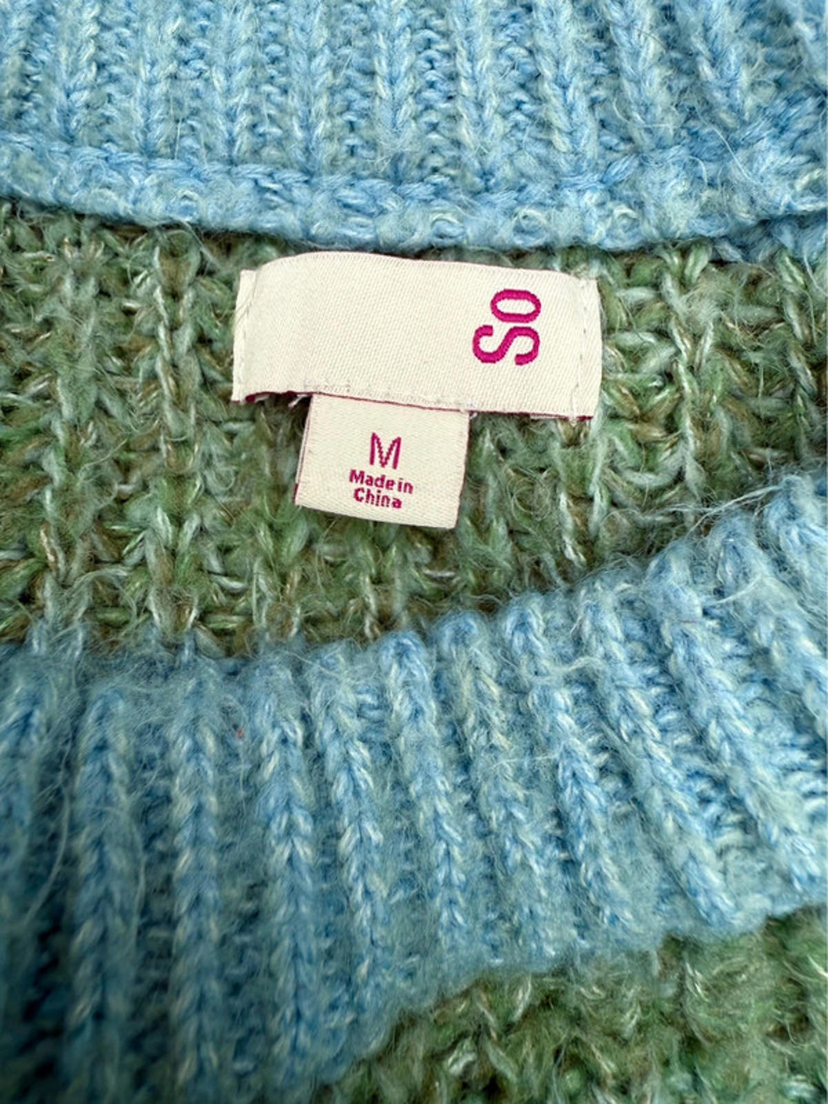 So Stripe Blue Green Hues Long Sleeved Sweater Women Size M