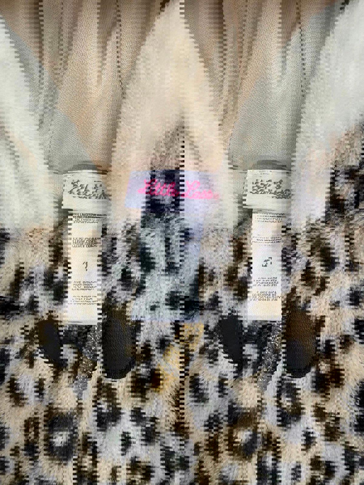 Little Lass Leopard Print Button Up Fur Jacket Vest Size 4T