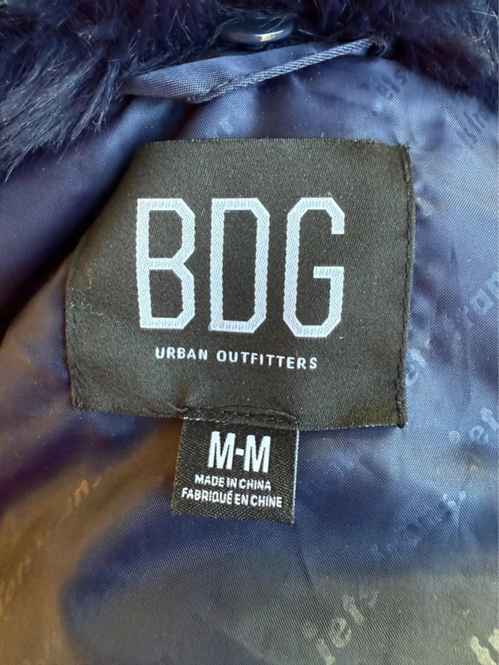 BDG Urban Outfitters Royal Blue Fur Collar Jacket Women’s Size M