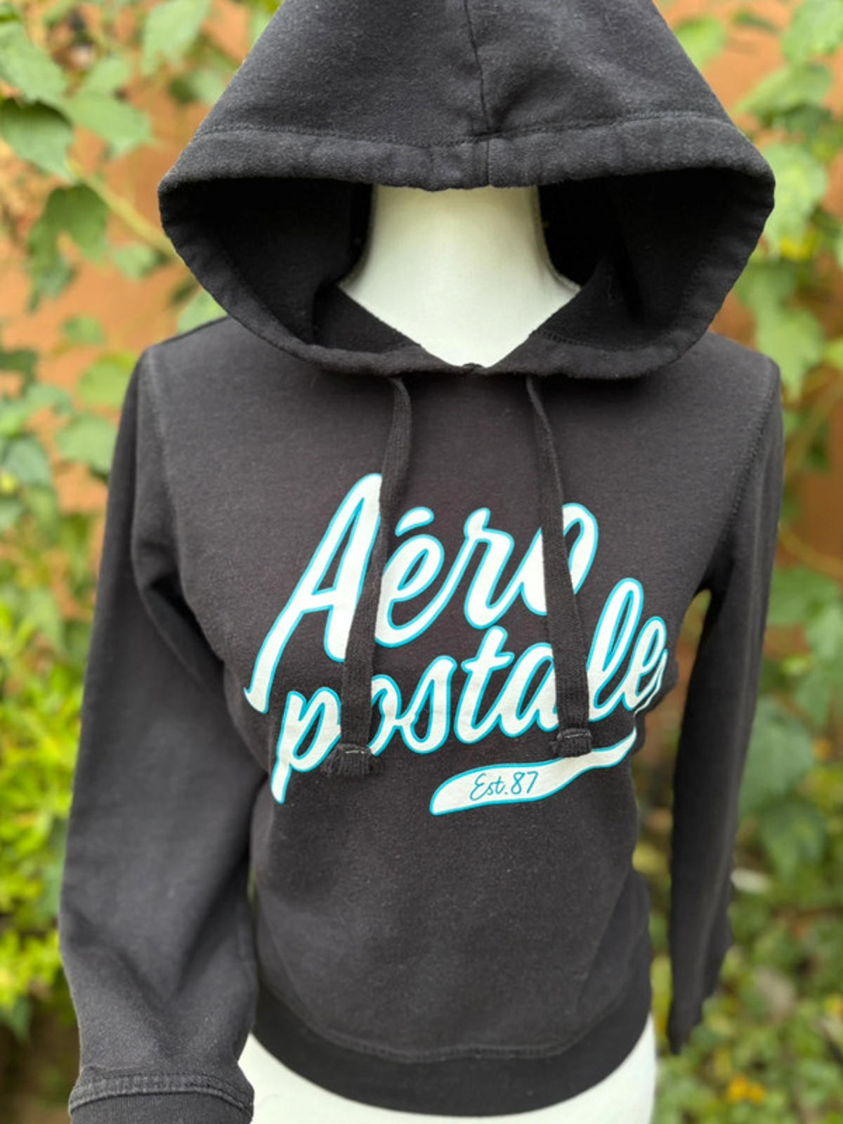 Aeropostale Black & Aqua Women’s Hoodie Size S (Fits like an XS)