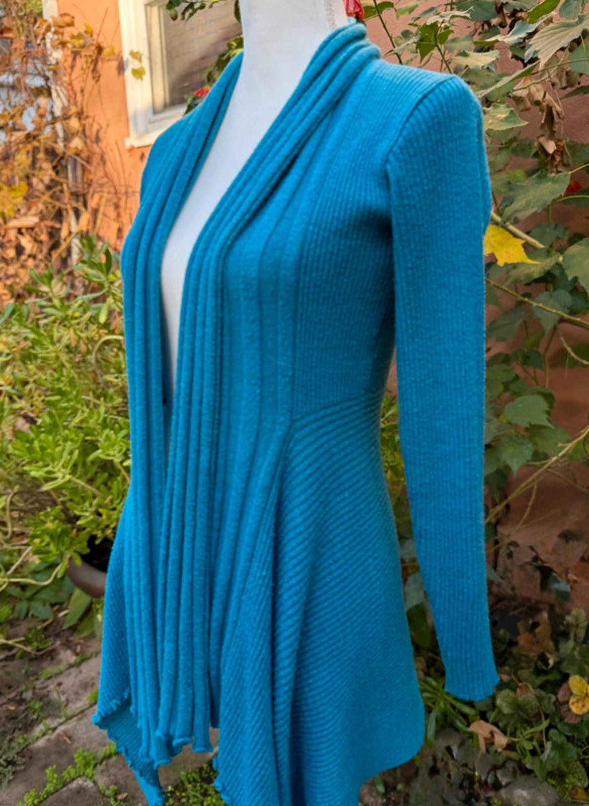 L’Adore Aqua Ribbed Cardigan Sweater Women’s Size M
