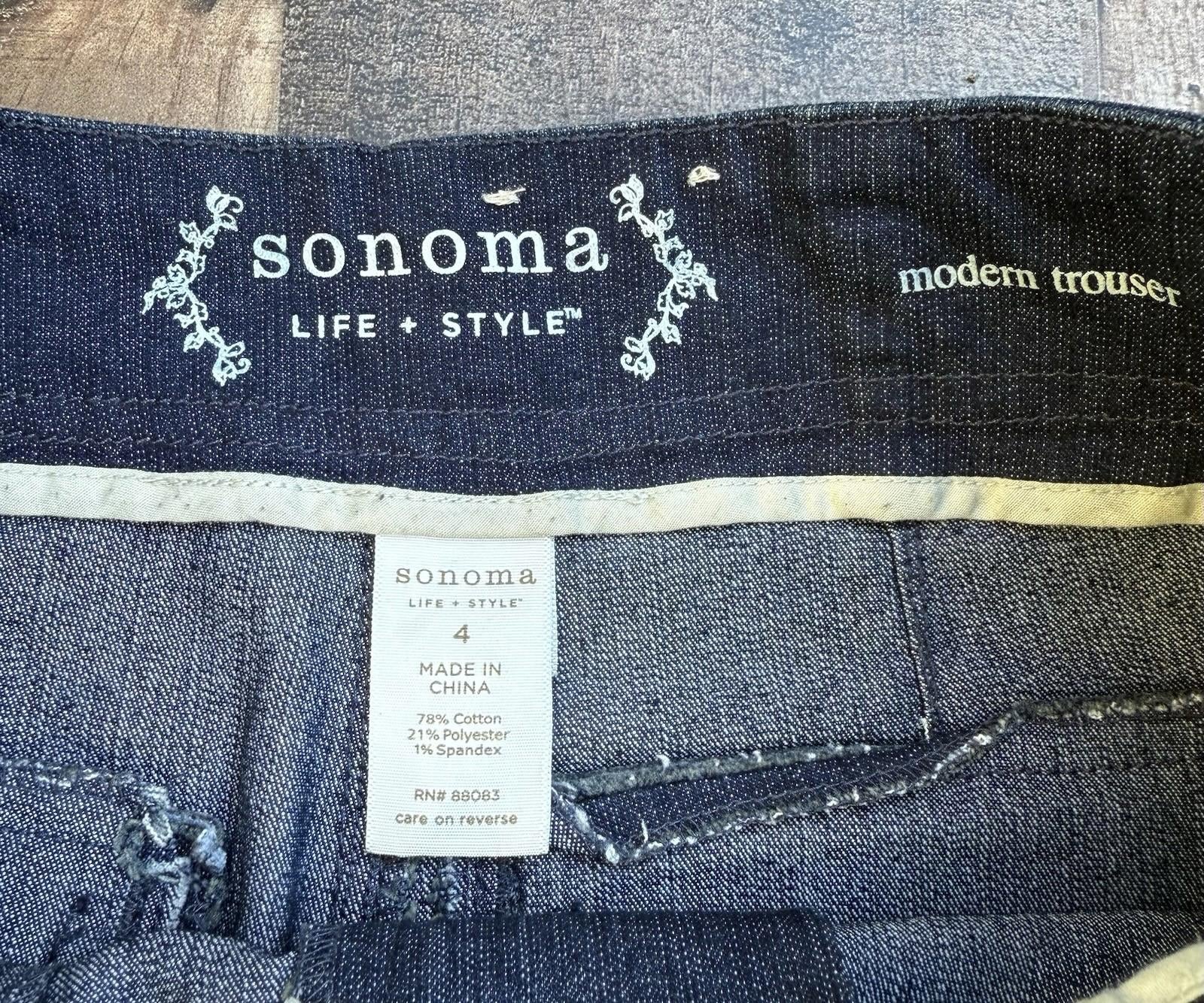 Sonoma Life + Style Modern Trouser Denim Wide Leg Women’s Pant Size 4