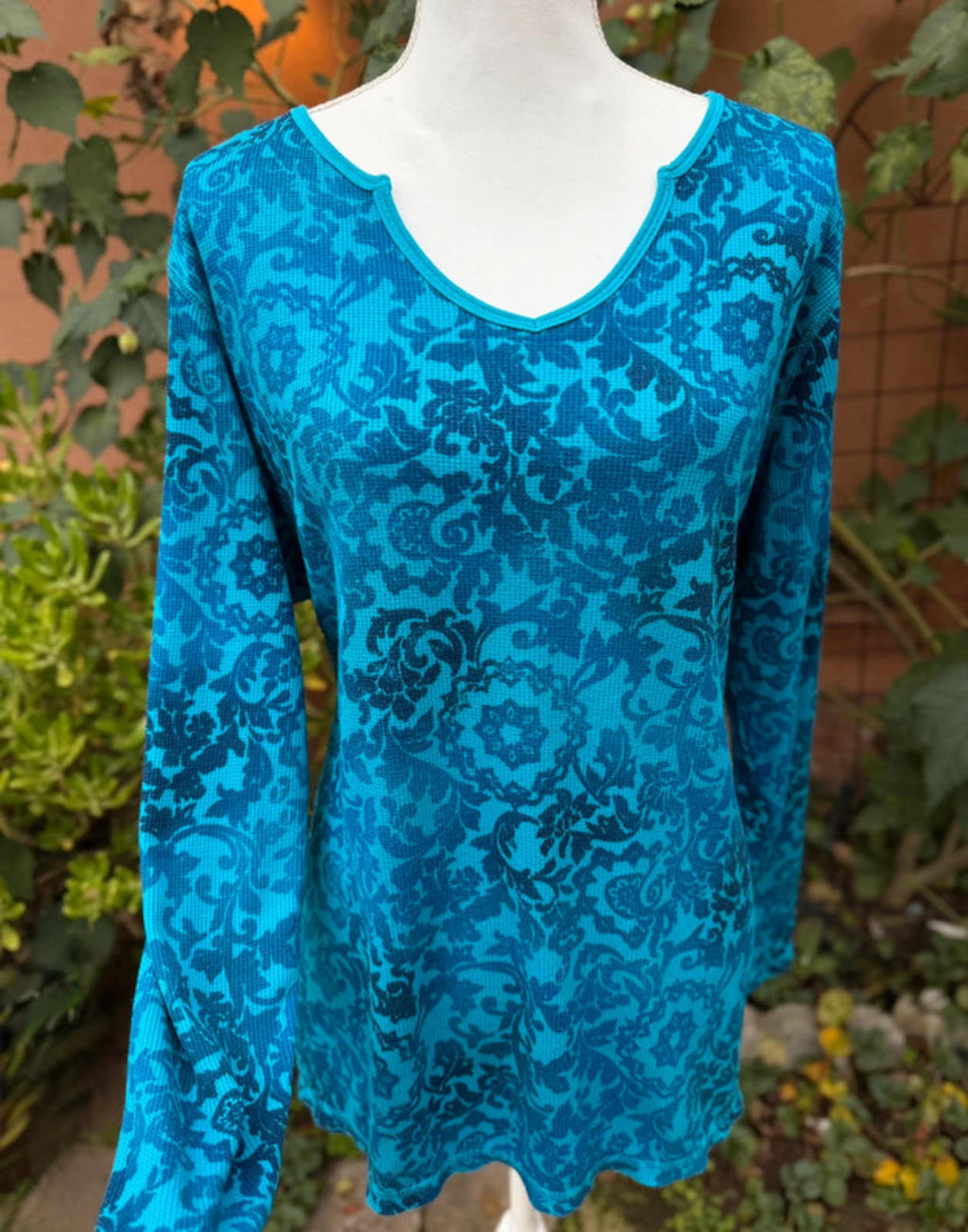 Made For Life Floral Aqua Long sleeved Top Women’s Size 2X
