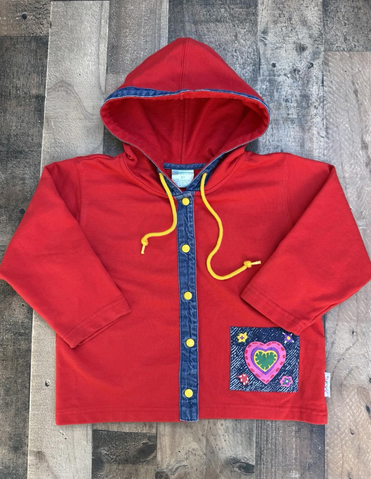 Vintage Red Sprockets Back To School Little Girl Hoodie Jacket