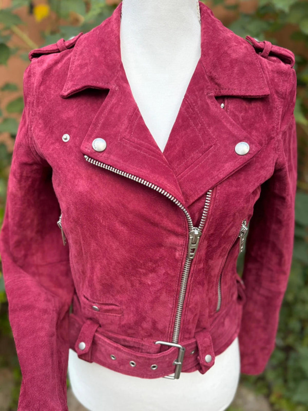 Blank NYC Burgundy Leather Zip Up Jacket Women’s Size XS