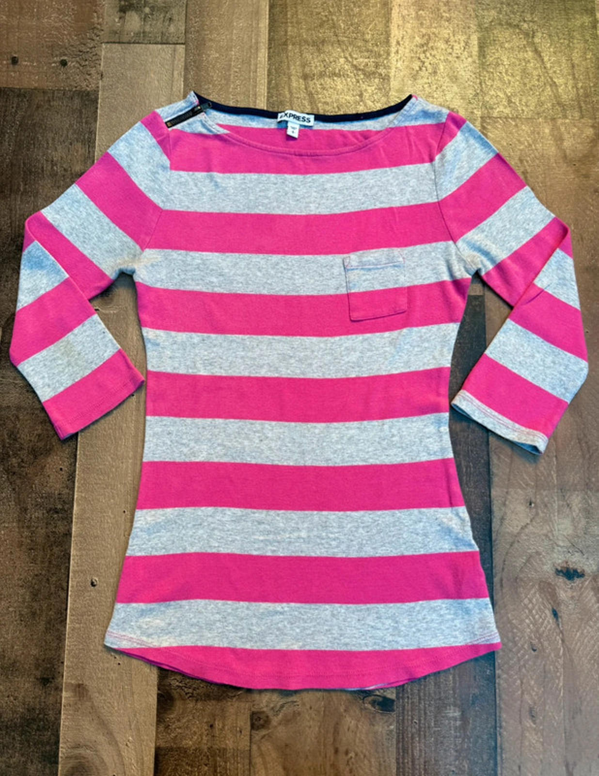 Express Women’s Hot Pink Gray Stripe Top Size S Womens