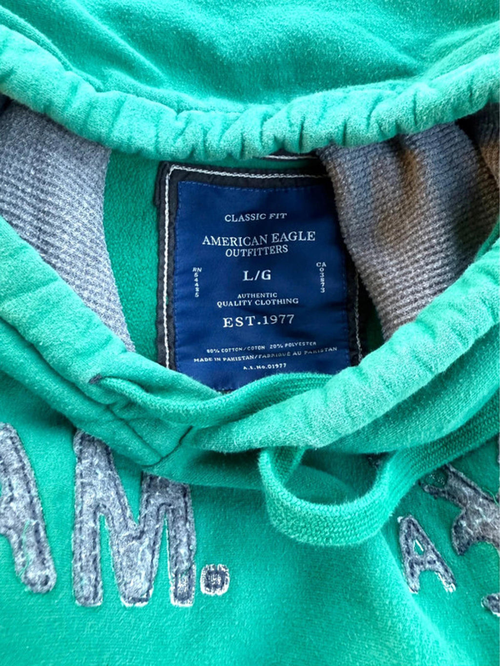 American Eagle Teal Green Hoodie Size L