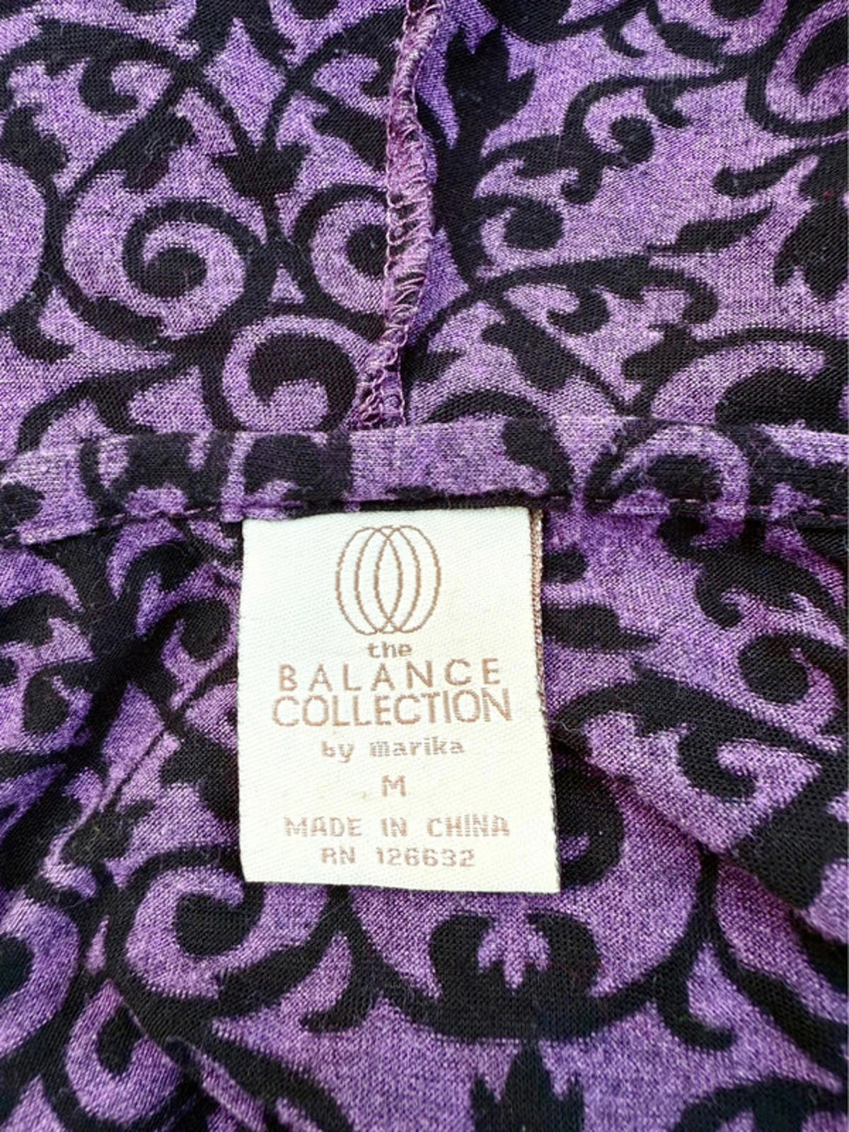 Balance Collection Light Weight Purple Hooded Top Cute Swirl Pattern Women’s Size M