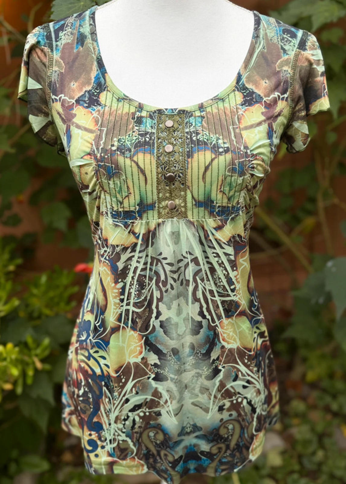 Unity World Wear Funky Fun Boho Patterned Women’s Top Size S