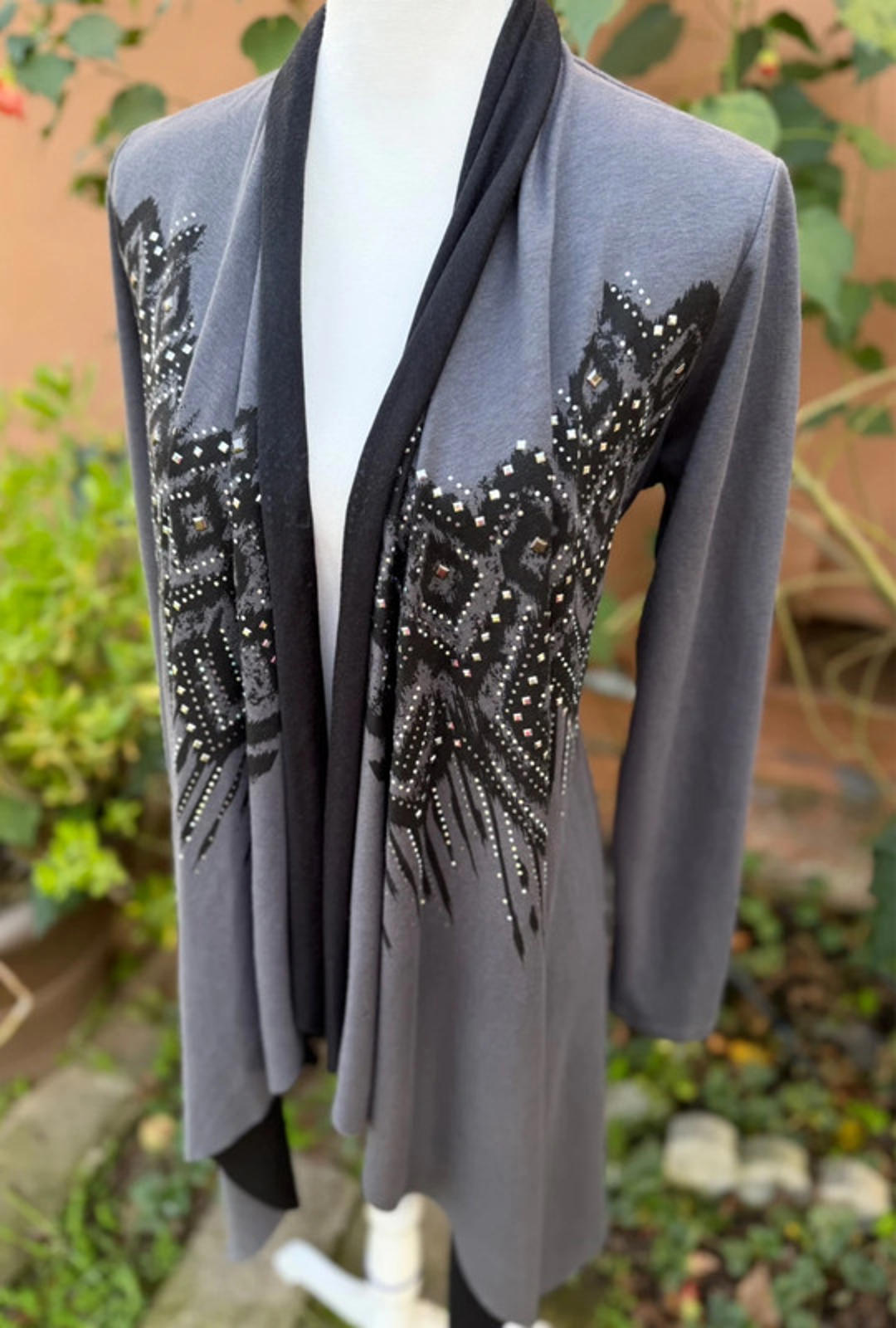 Vocal Gary & Black Bedazzled Cardigan Size M