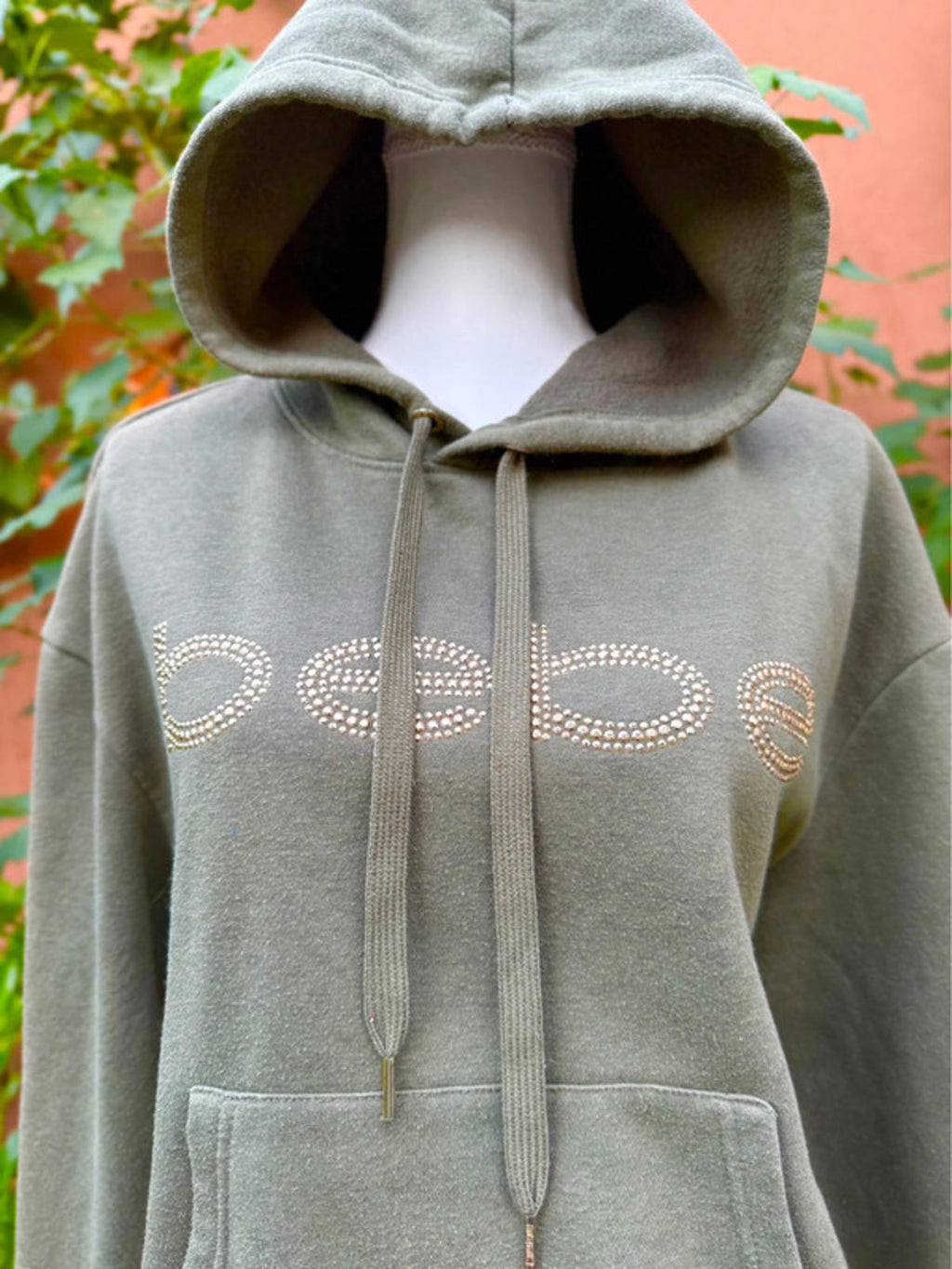Olive Green Bebe Sport Hoodie Size L Large Womens