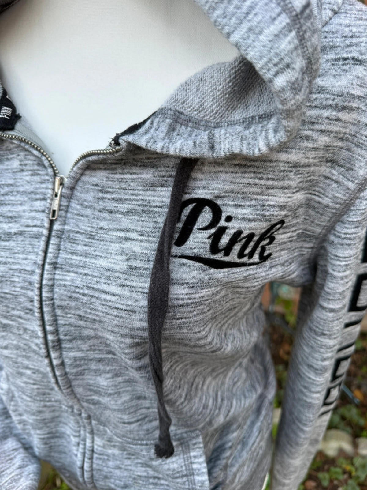 PINK Victoria Secret Gray & Black Hoodie Size M