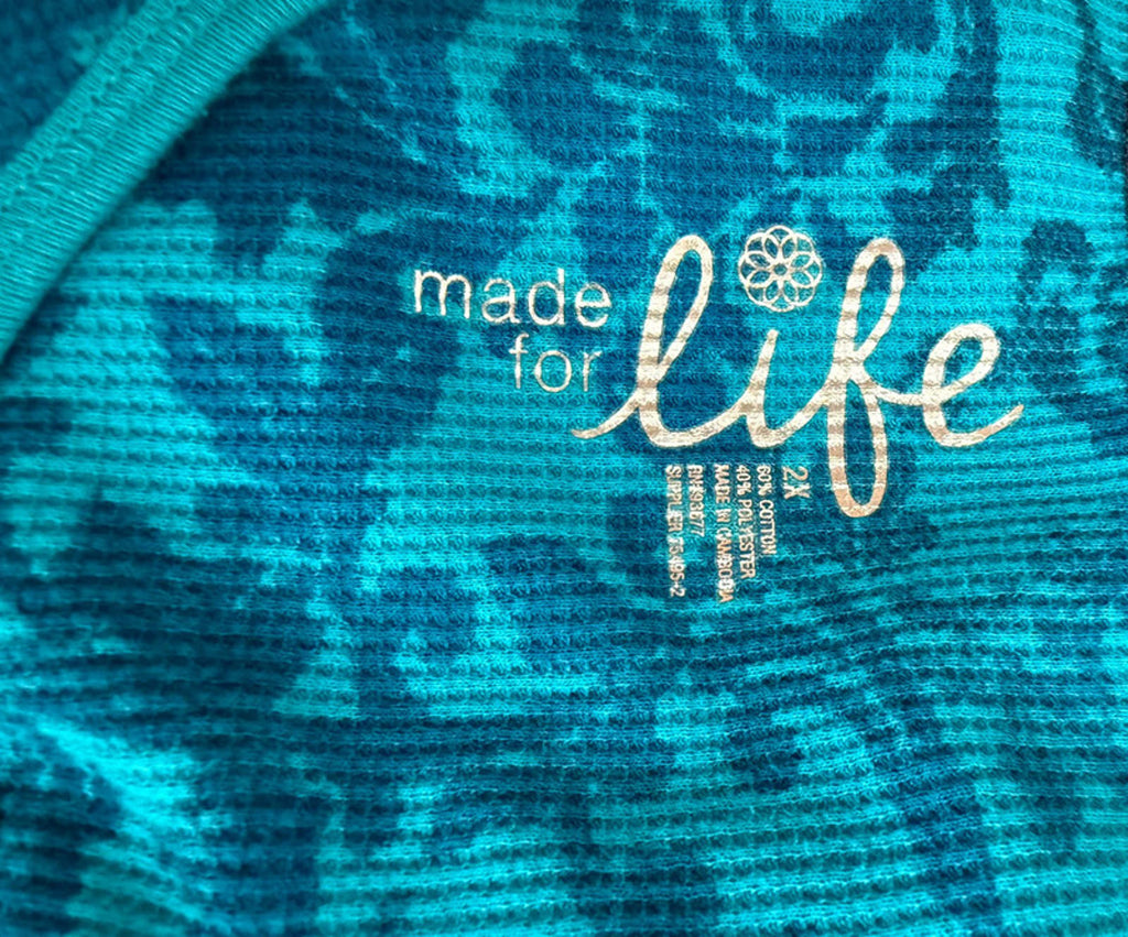 Made For Life Floral Aqua Long sleeved Top Women’s Size 2X
