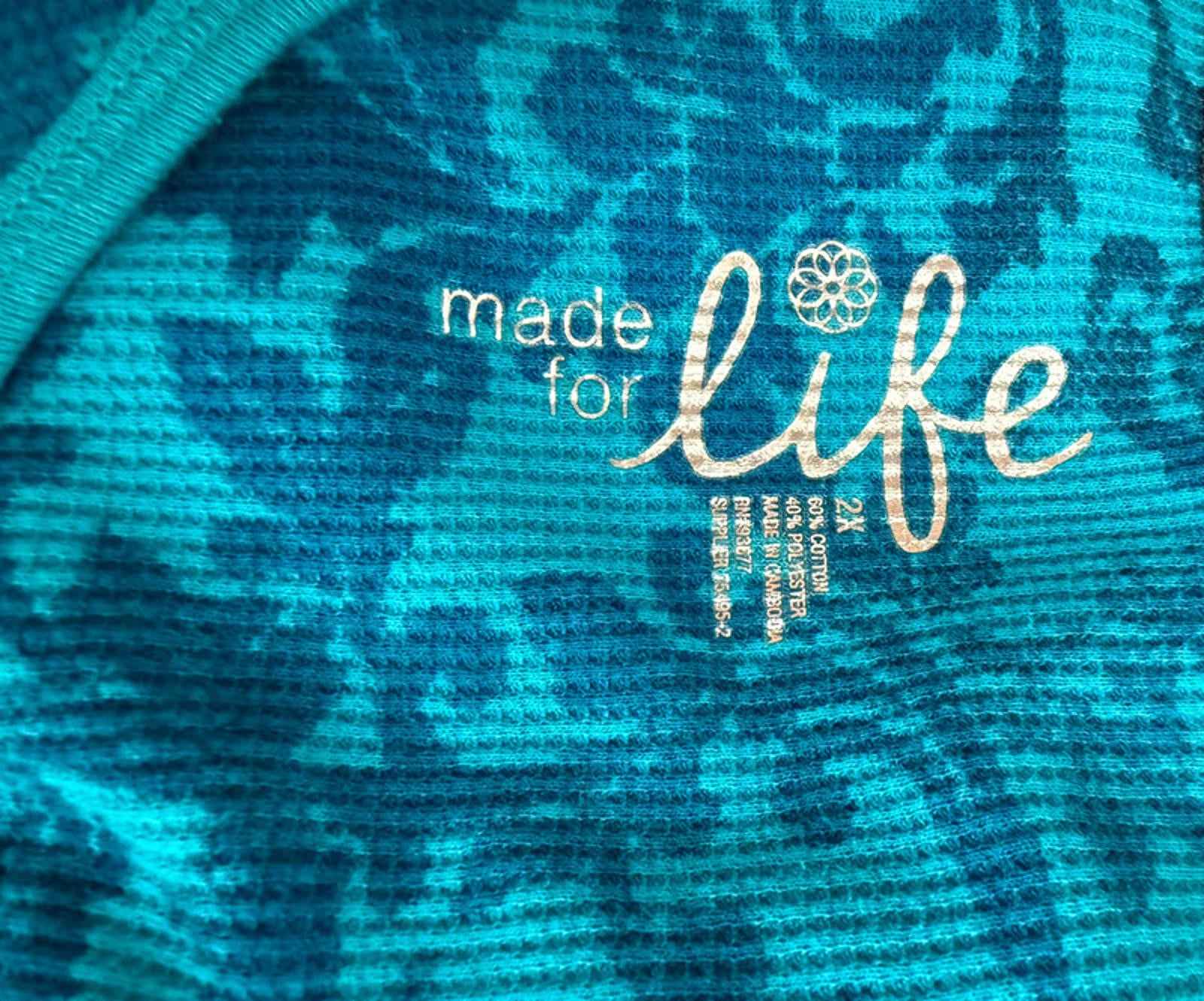 Made For Life Floral Aqua Long sleeved Top Women’s Size 2X