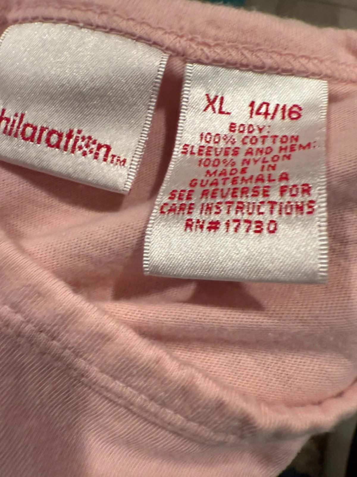 Xhilleration Girls Pink Amor Love Mesh Sleeved Vontage Tee Size 14/16