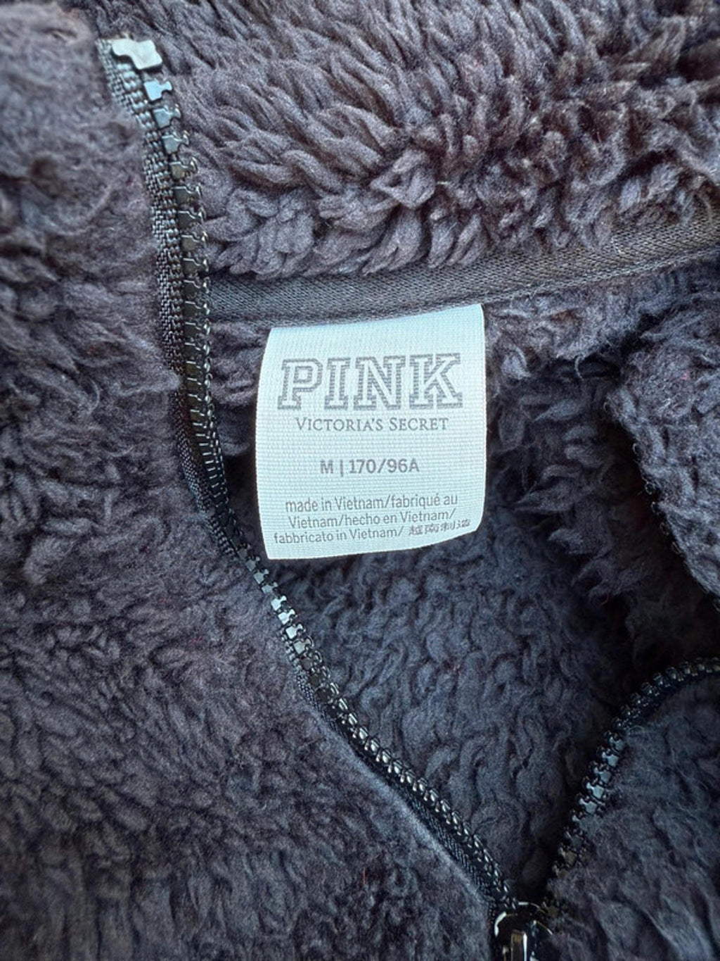 PINK Victorias Secret Black Warm Soft Fleece Jacket Women's Size M