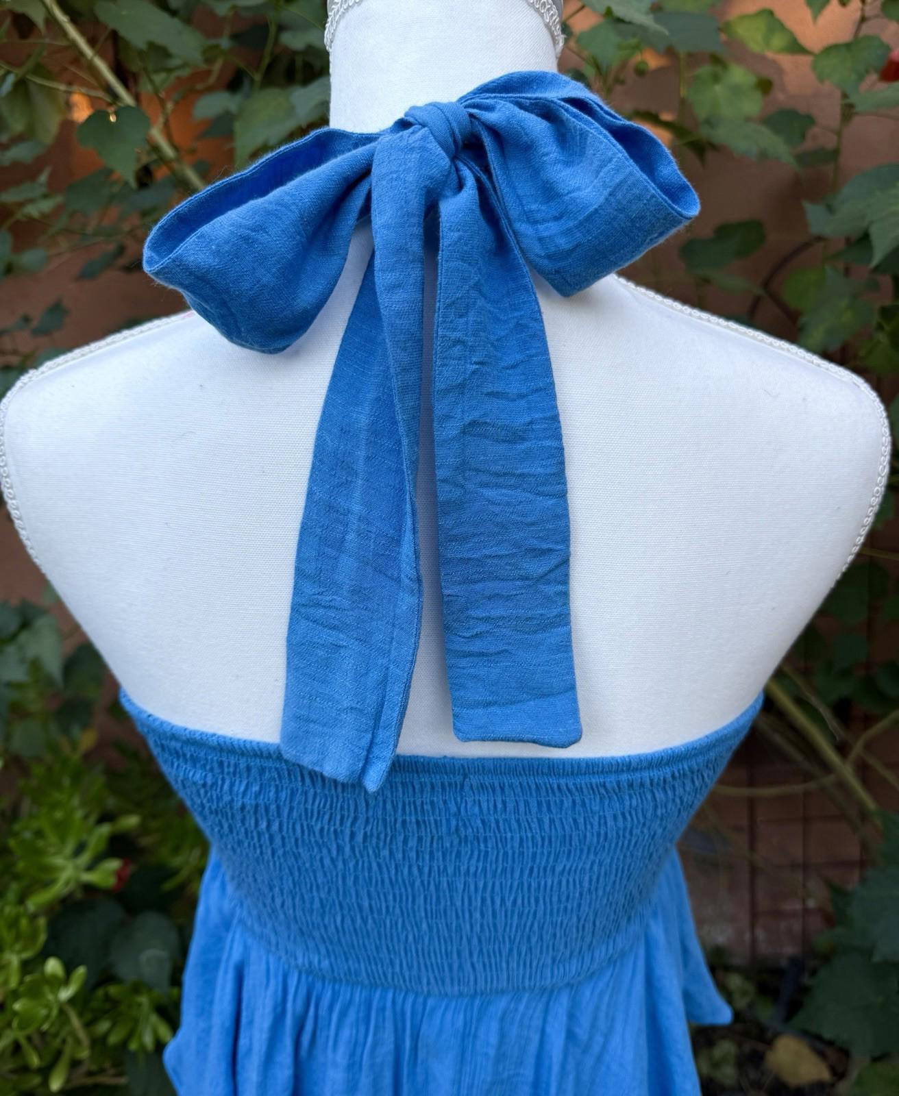 Princess Polly Baby Blue Twirl Halter Style Romper Skirt Shorts Under Size 4