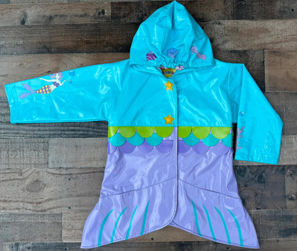 Kidorable Mermaid Kid Girl Rain Jacket Size 4T 5T