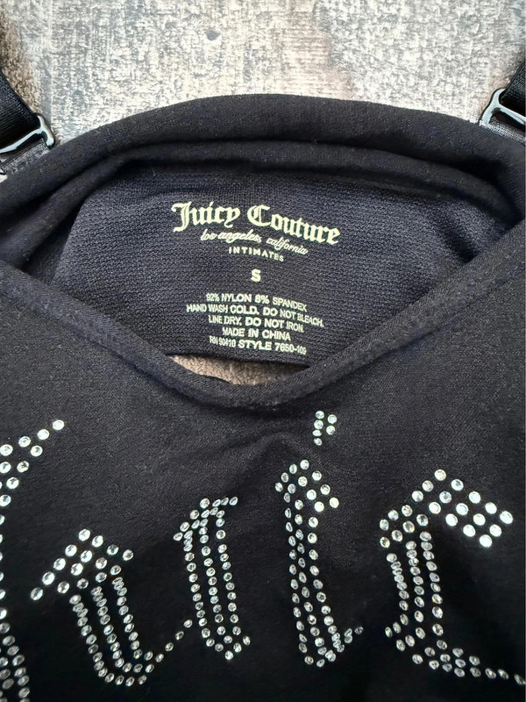 Juicy Couture Women’s Black Bedazzled Cropped Top Or Sports Bra Size S