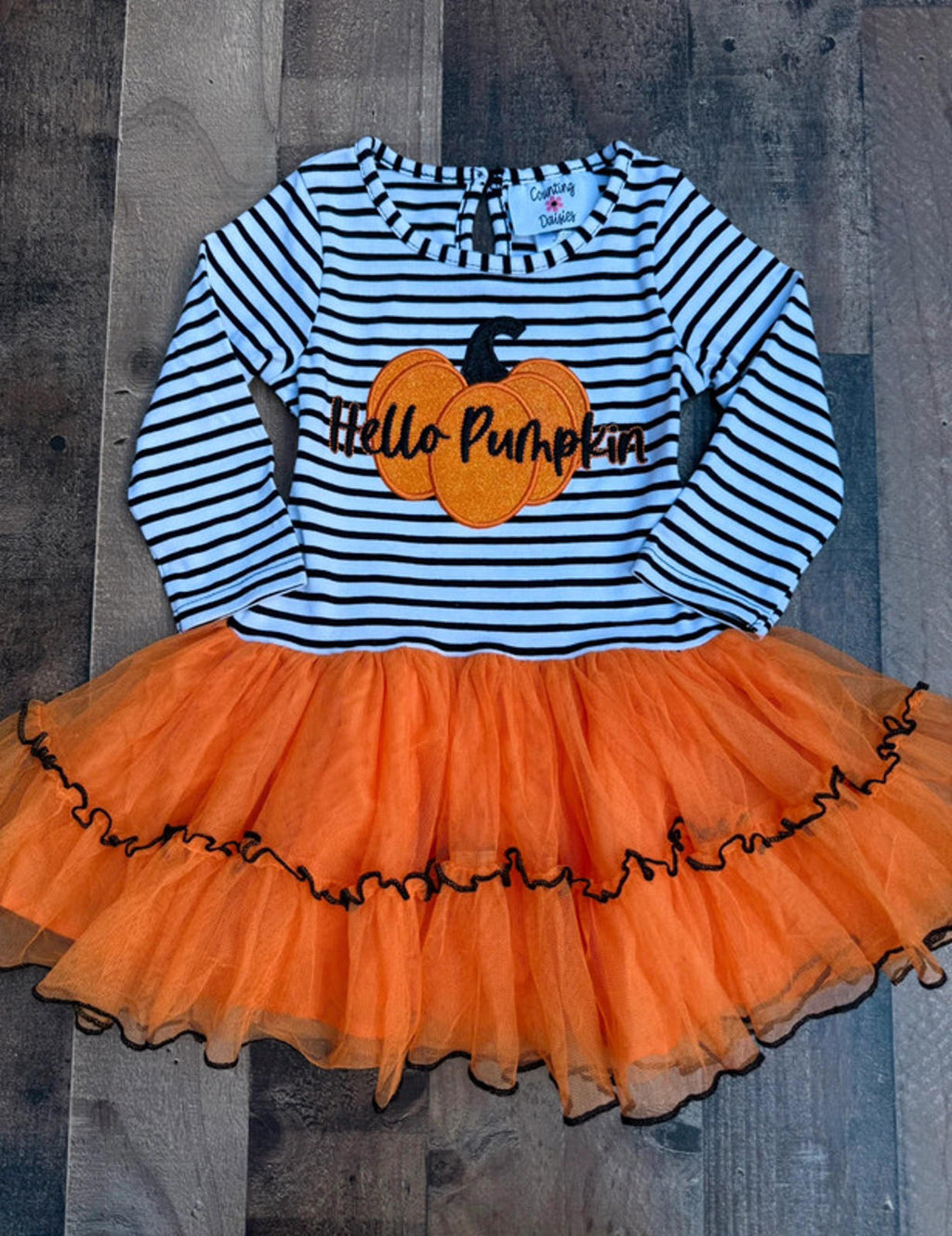 Counting Daisys Halloween Pumpkin Girl Twirl Dress 2T