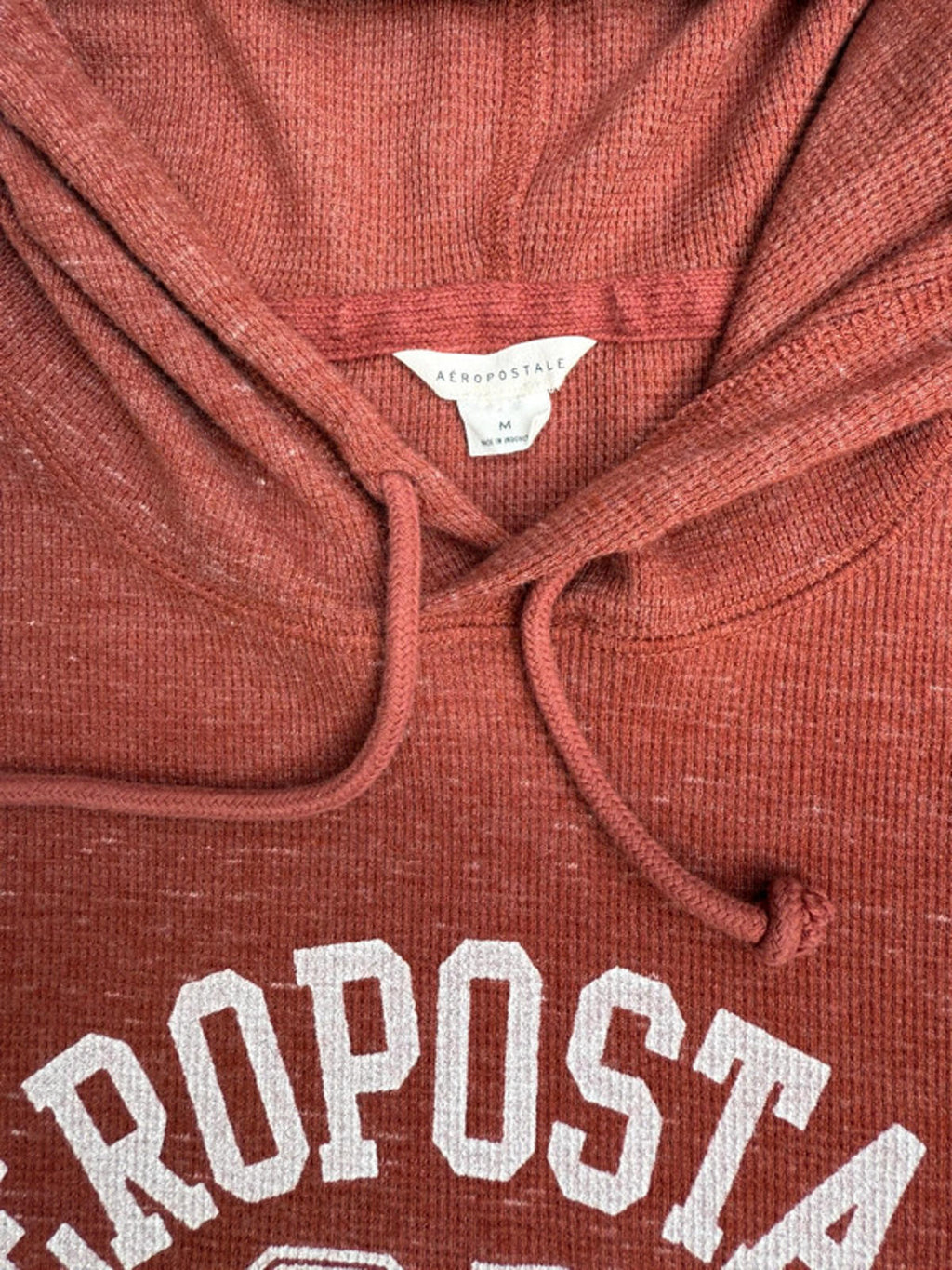 Aeropostale Brick Burnt Orange Waffle Knit Unisex Women’s Or Men’s Hoodie Size M