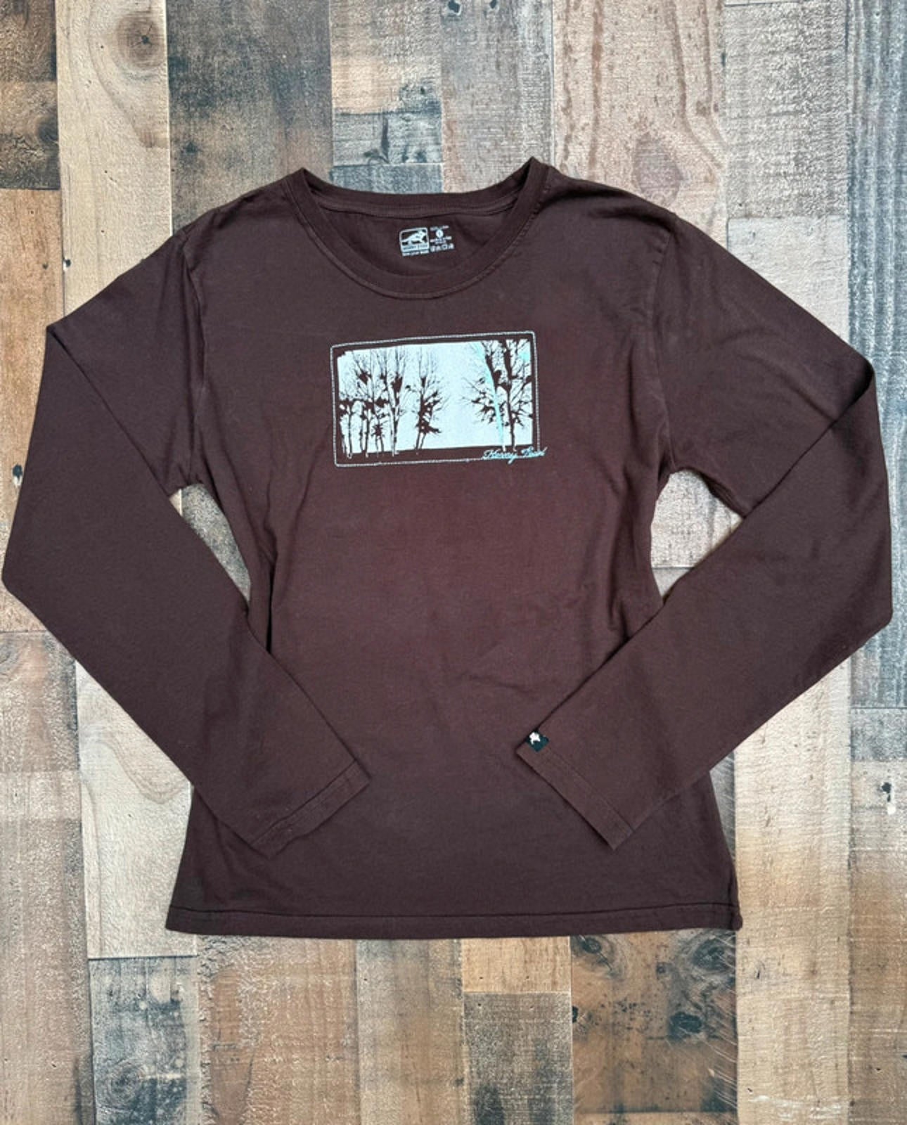 Horny Toad Brown Cotton Knit Long Sleeved Women’s Graphic are Size M