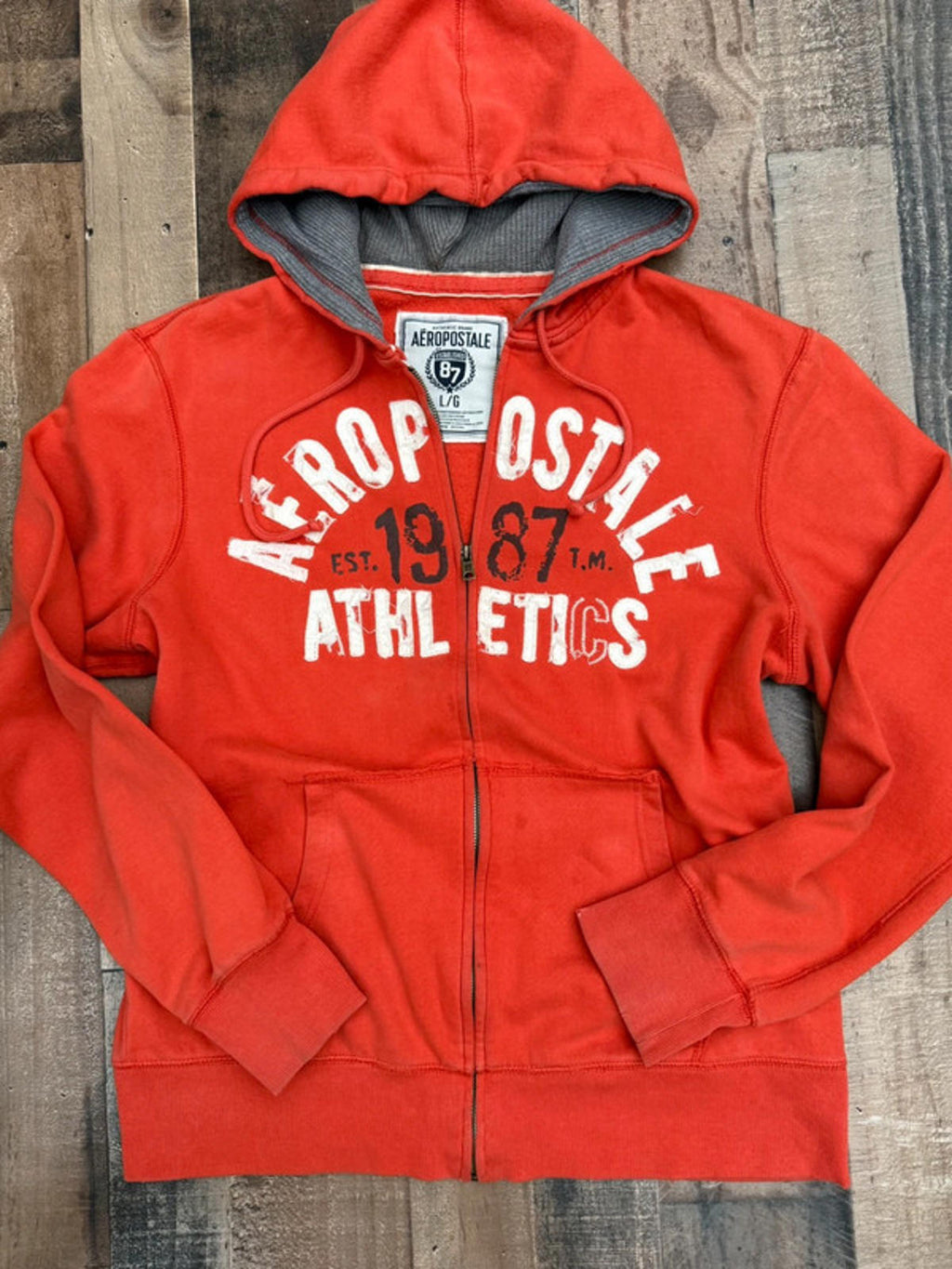 Aeropostale Burnt Orange Men’s Distressed Hoodie Size L