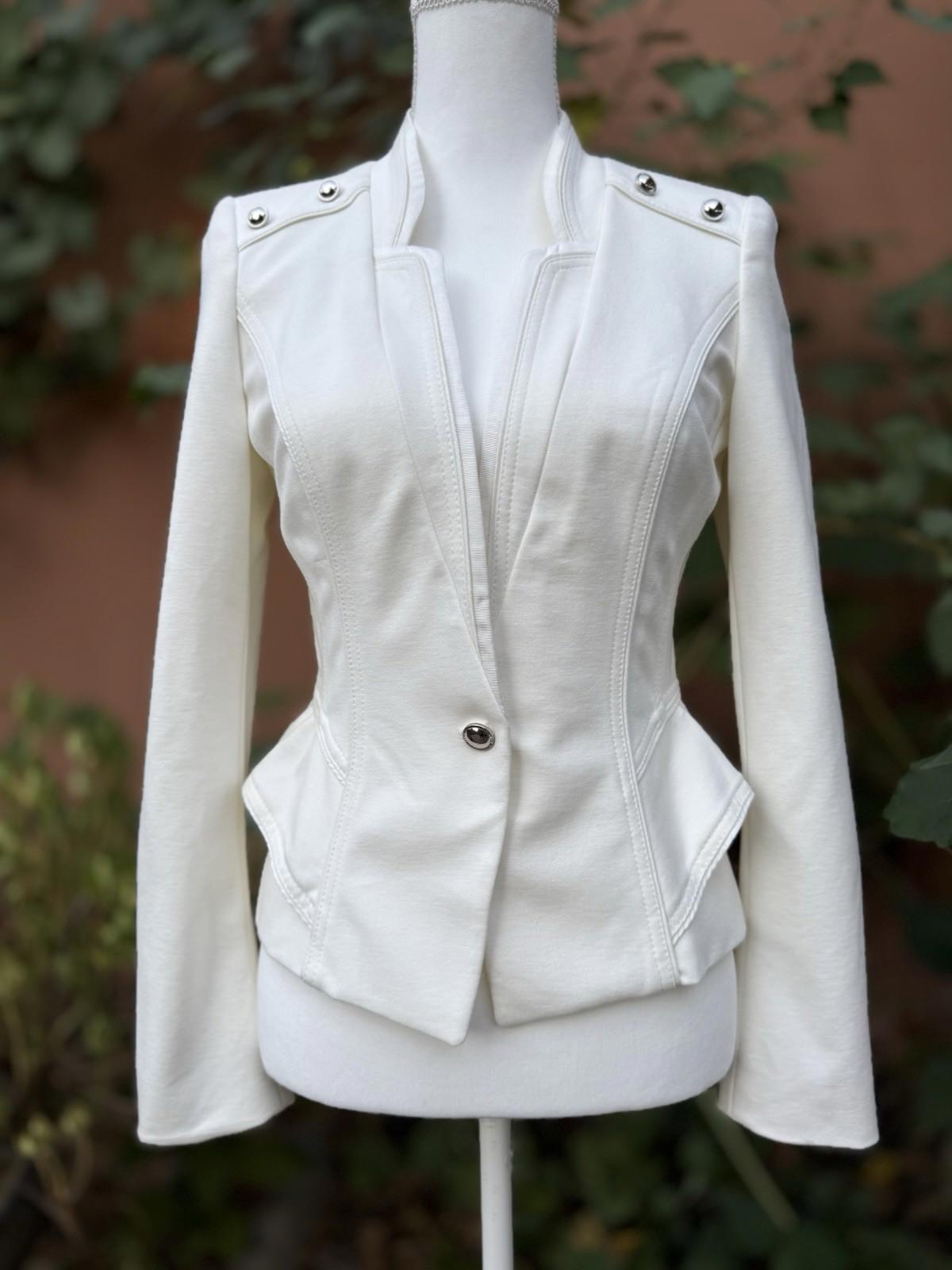 Black White Blazer Cream Jacket Cream Color Work Wear Size 2