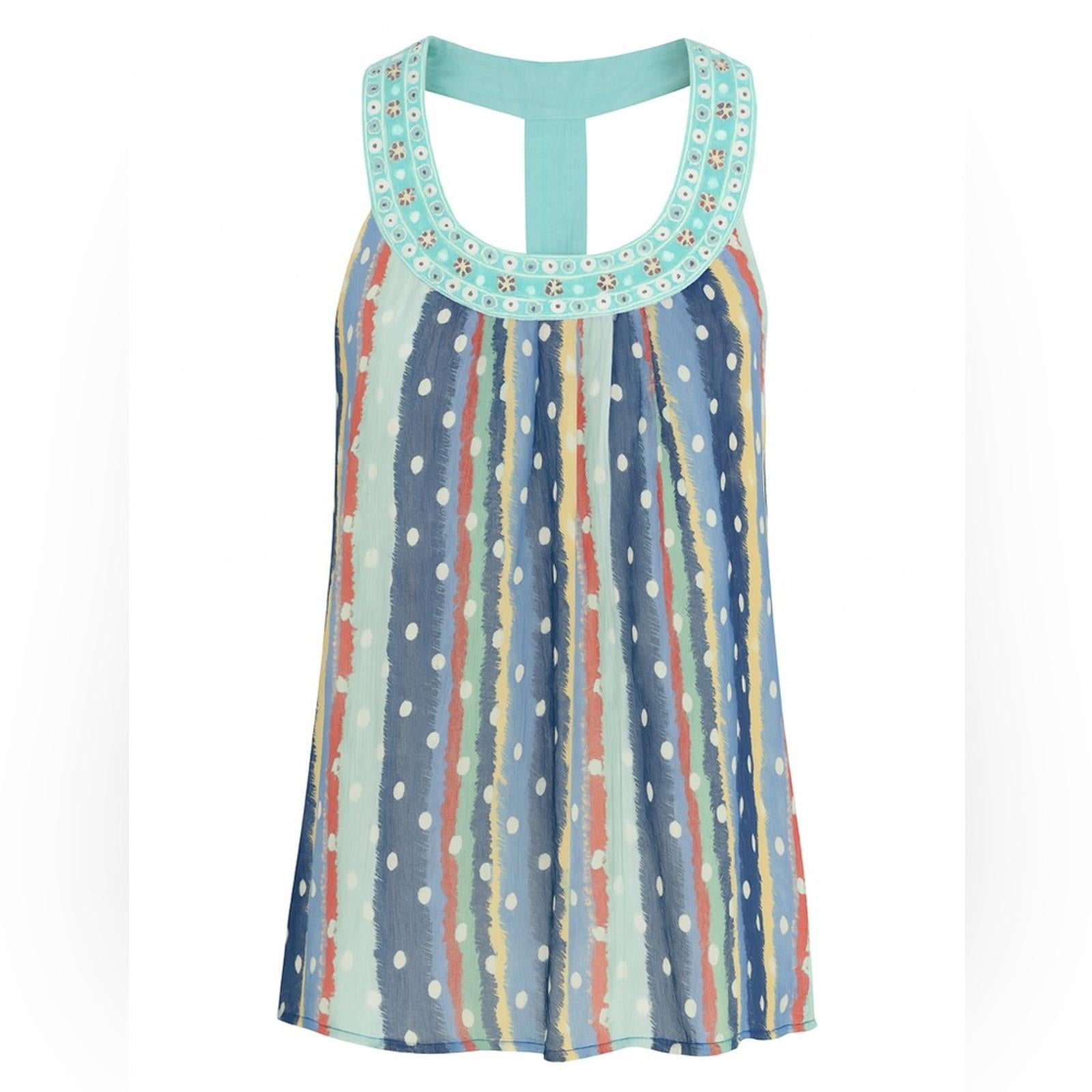 American Rag Stripes & Dots Sleeveless Tank Top Size L