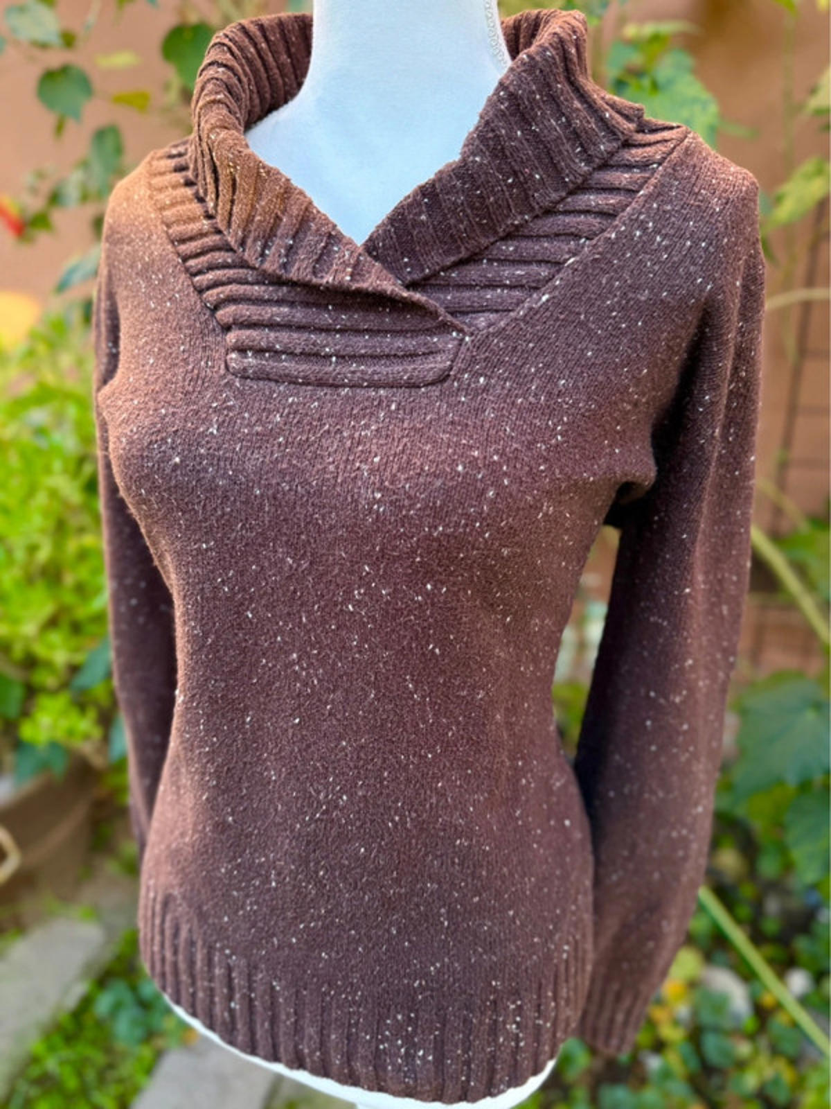 Croft & Borrow Brown Speckled Warm Sweater Size L