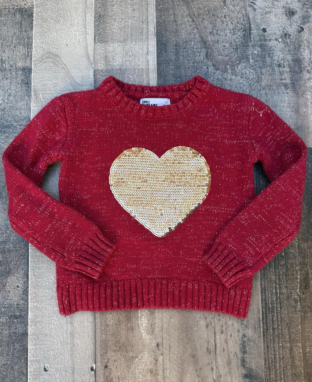 Epic Threads Girls Holiday Sweater With Gold Heart Size 4T