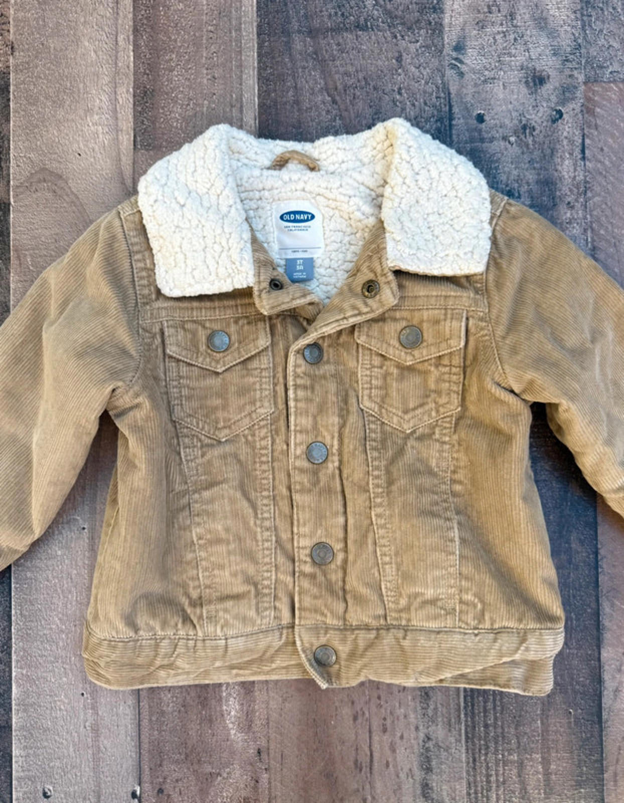 Old Navy Cordoroy Khaki Boys Button Up Jacket Size 3T