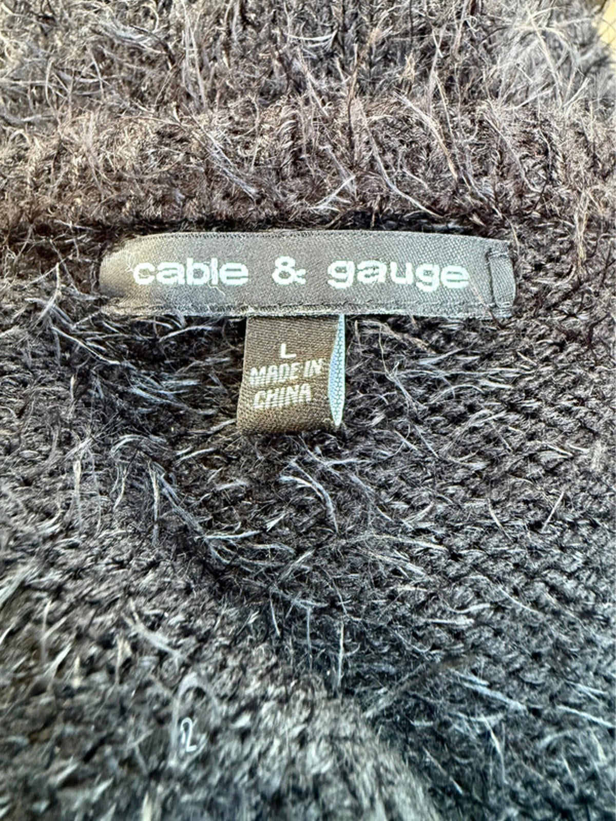 Cable & Gauge Black Long Warm Cardigan Fuzzy Sweater Women’s Size L Large