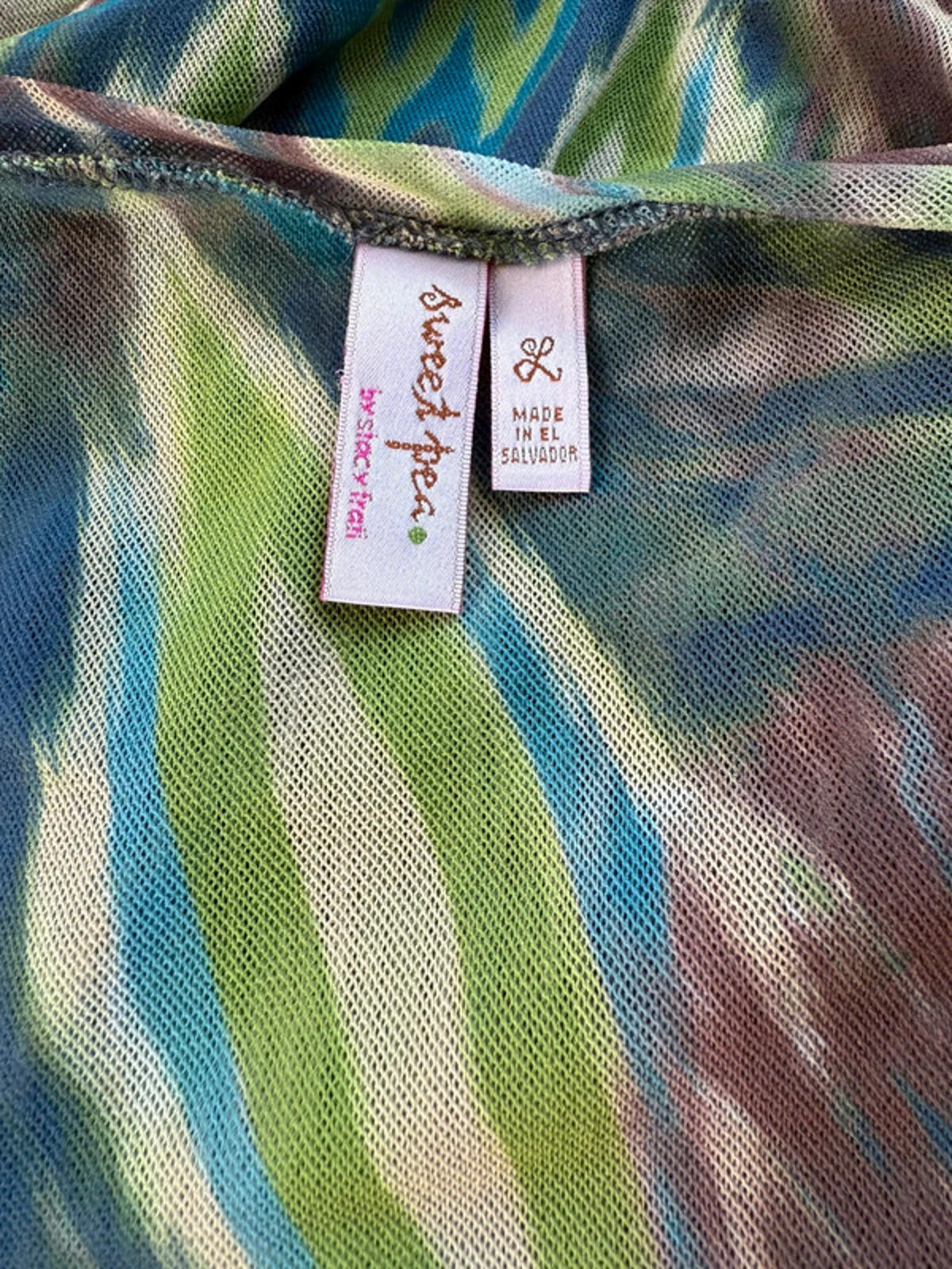 Sweet Pea Mesh Cute Patterned Long Sleeved Women’s Top Size M