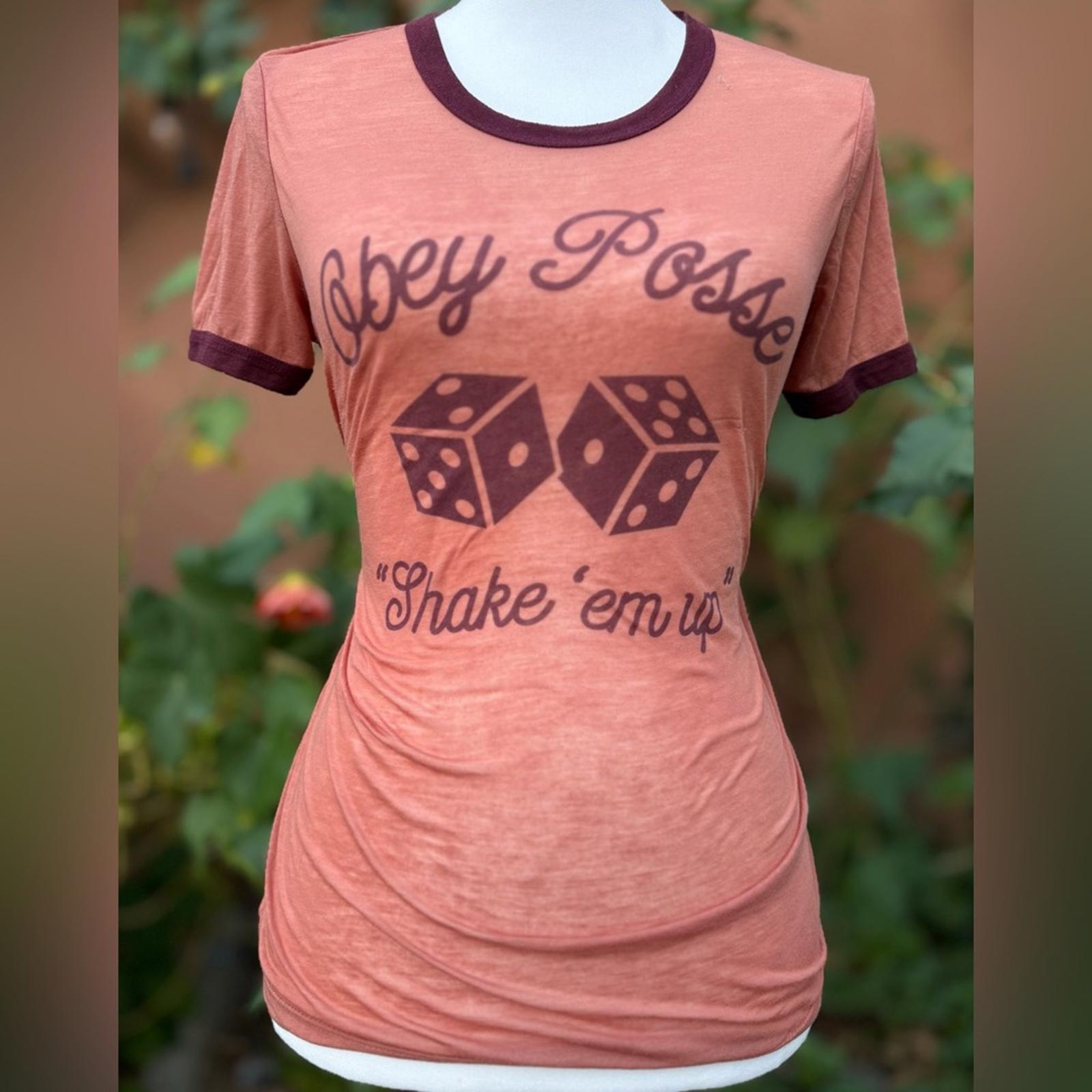 Obey Posse Peach Tee with Dice Graphic Size S